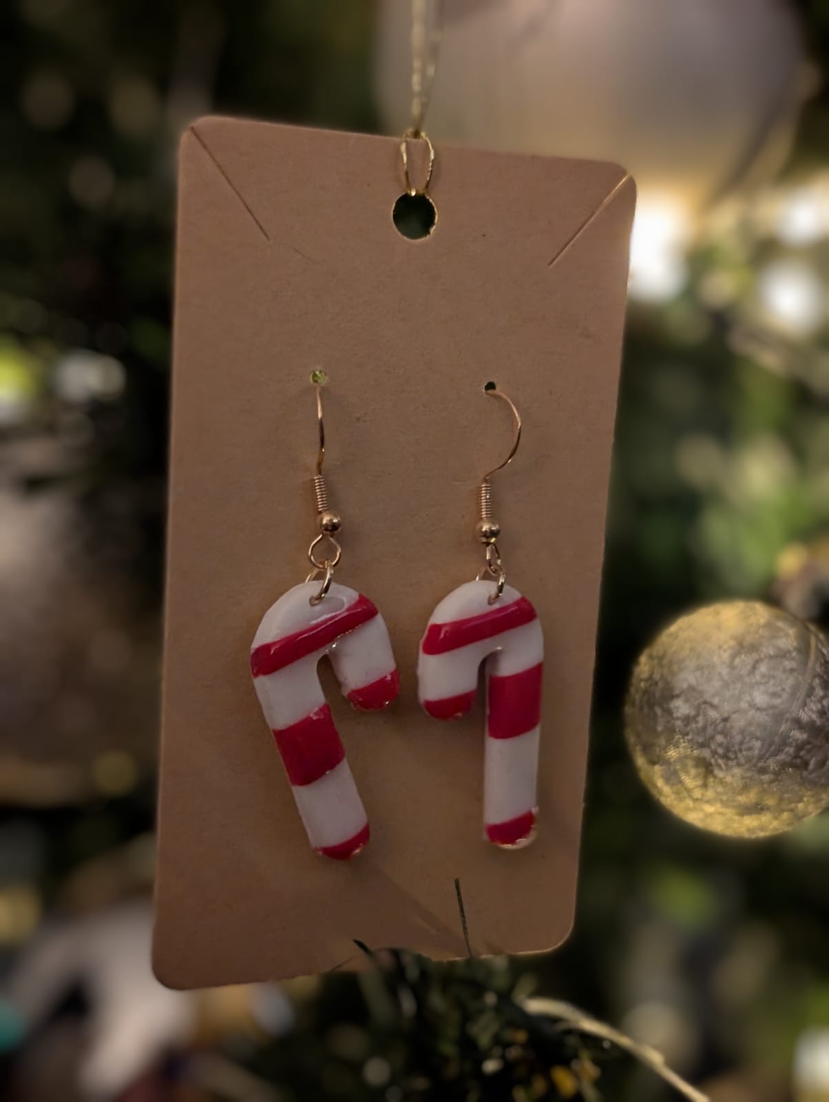 Handmade Red and White Candy Cane Earrings