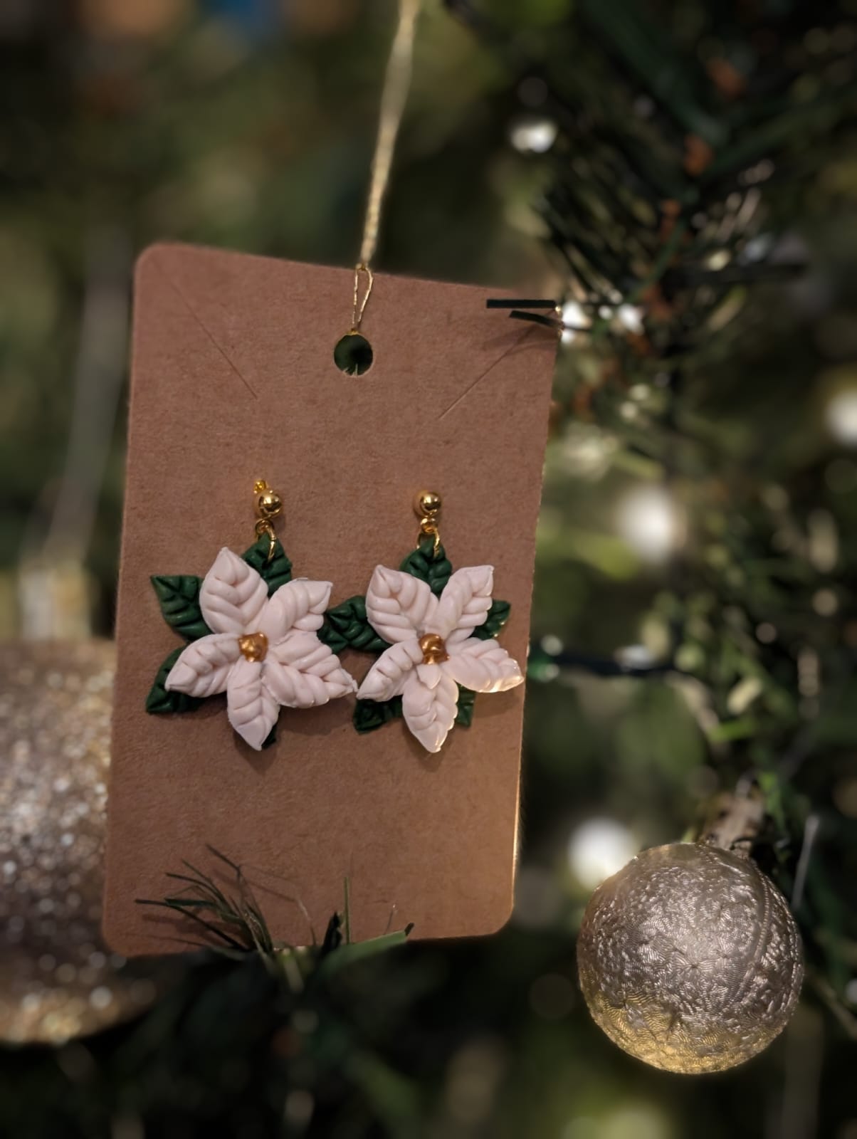 Christmas Handmade Poinsettia Flower Earrings