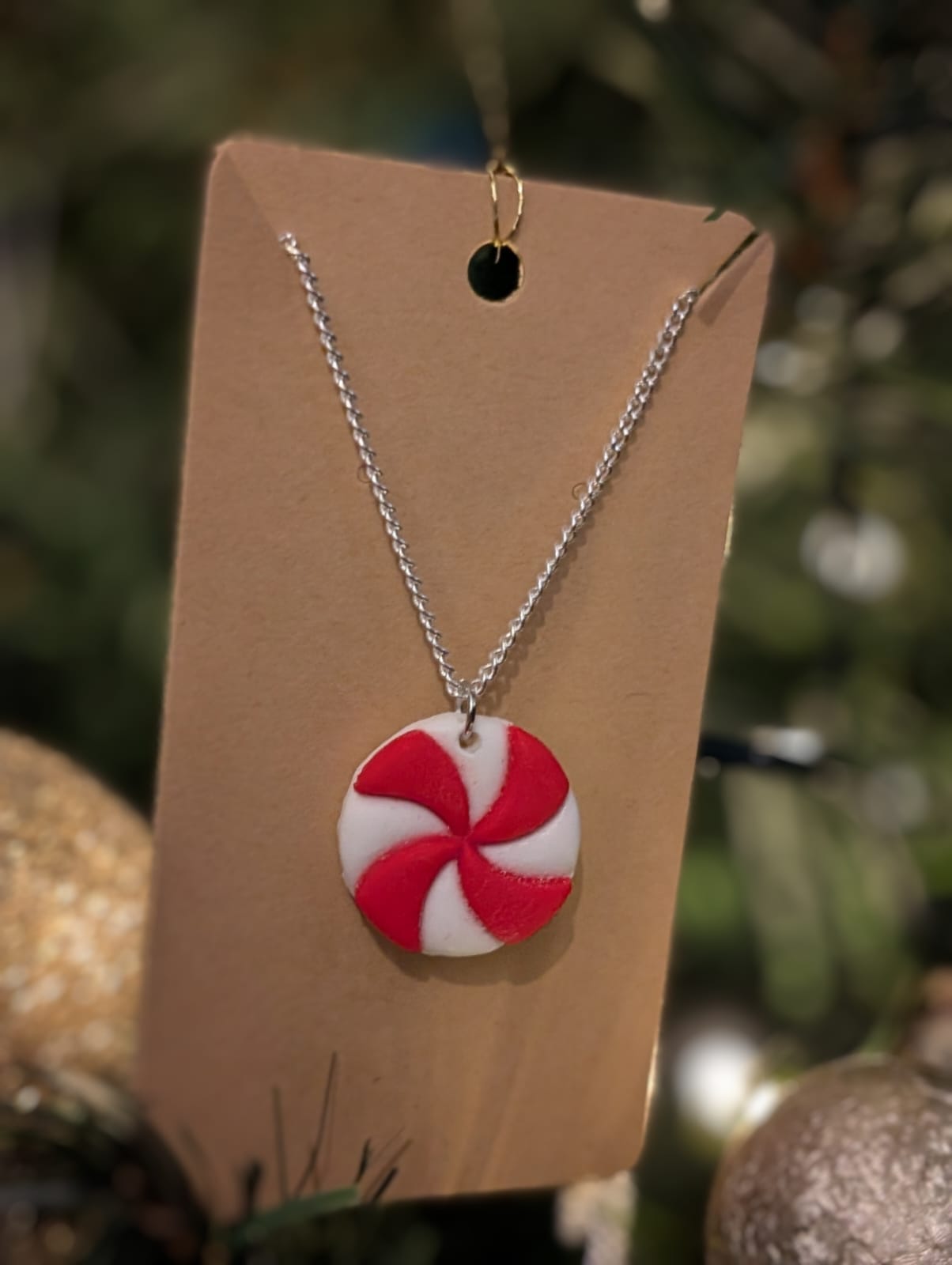 Festive Red and White Handmade Peppermint Necklace