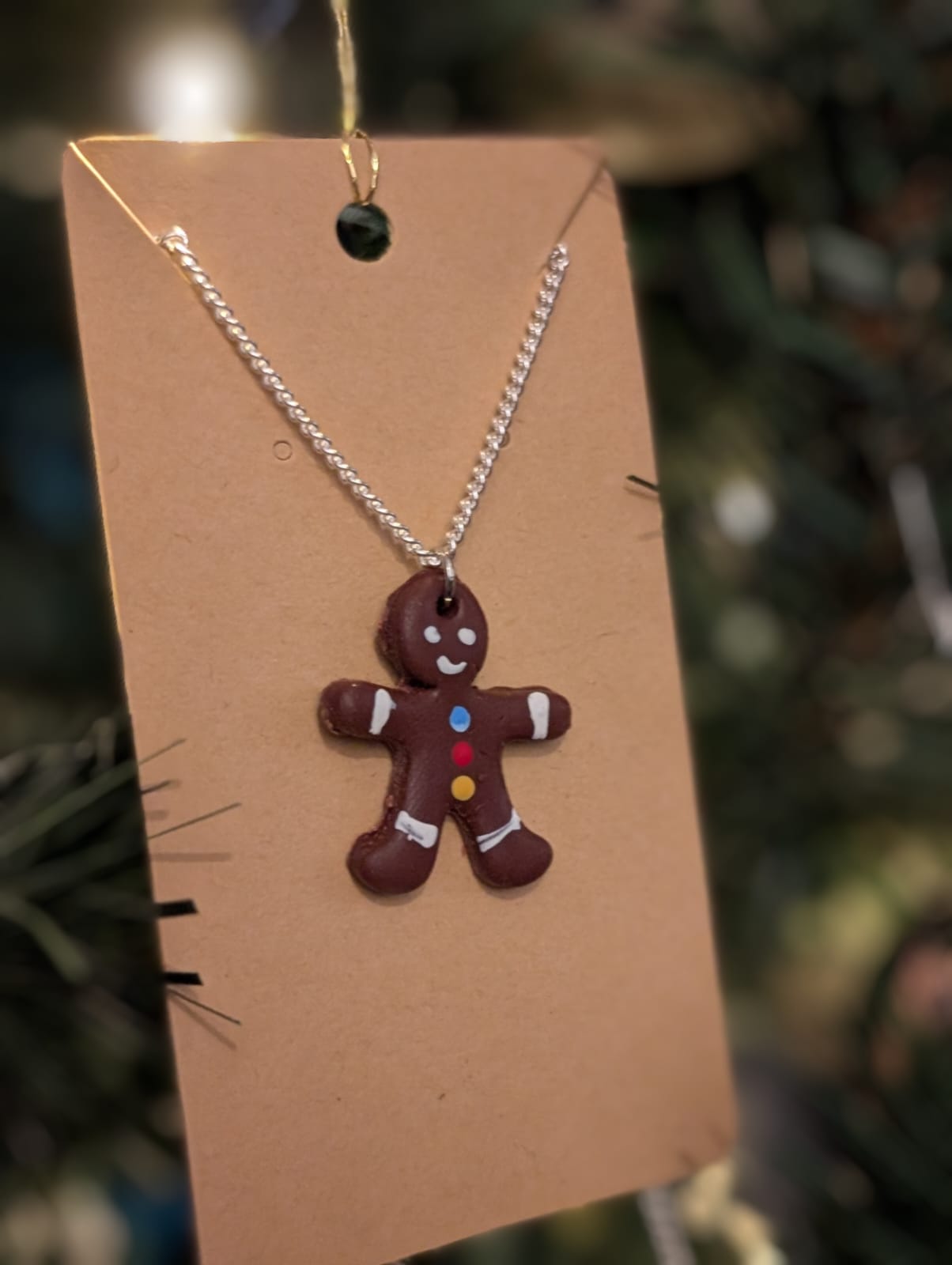 Handmade Gingerbread Man Necklace
