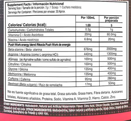 Push W Pre-Workout Vitanas