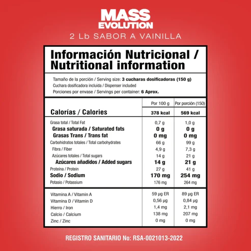 MASS EVOLUTION SMART NUTRTION  2 LB