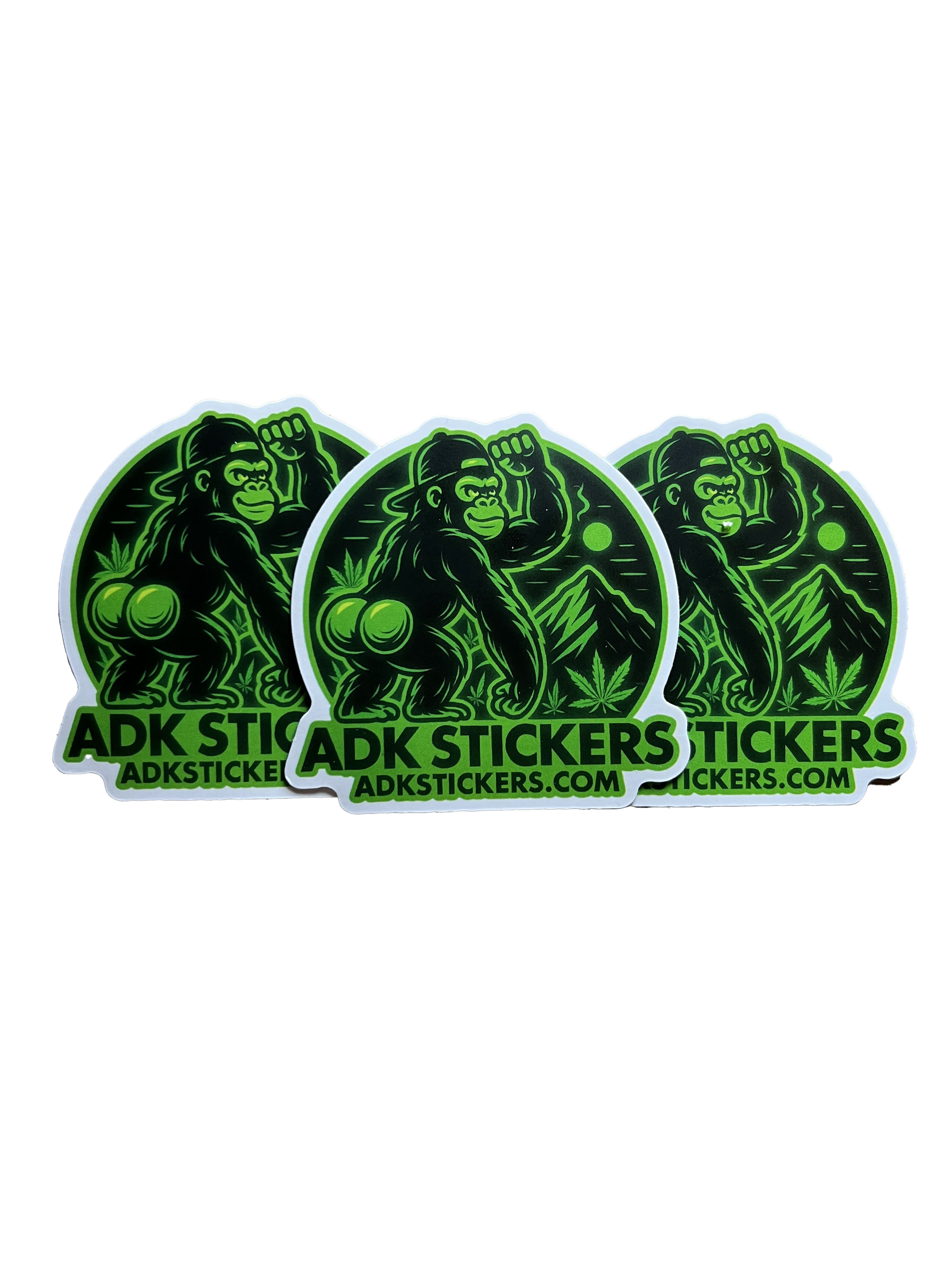 Weed-Themed Cheeks Gorilla Sticker Pack | 2.75" Matte Vinyl | ADKstickers.com (3-Pack)