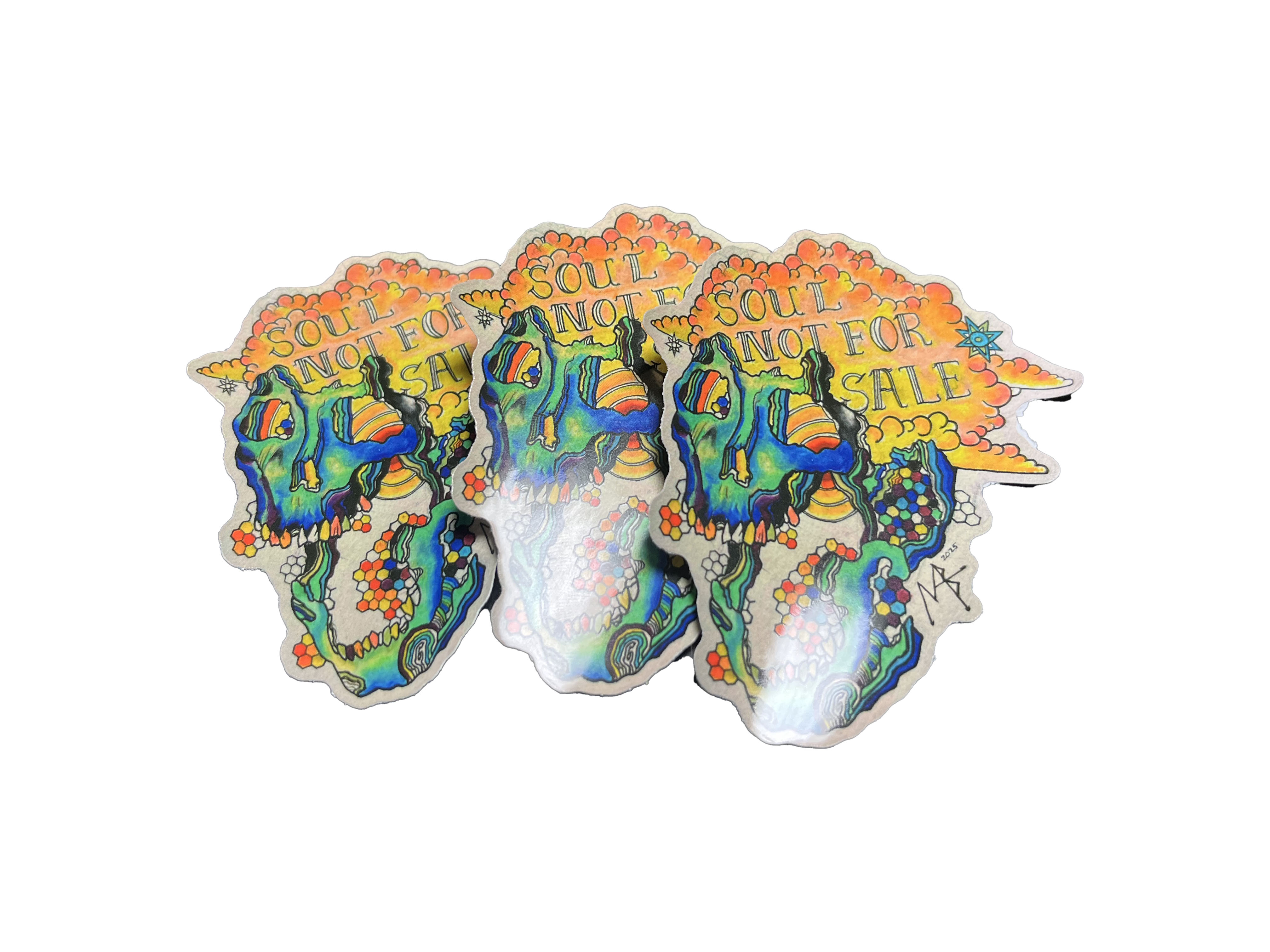 Soul Not For Sale Sticker Pack | ADKstickers.com – Trippy Skull Glossy Vinyl (3-Pack)