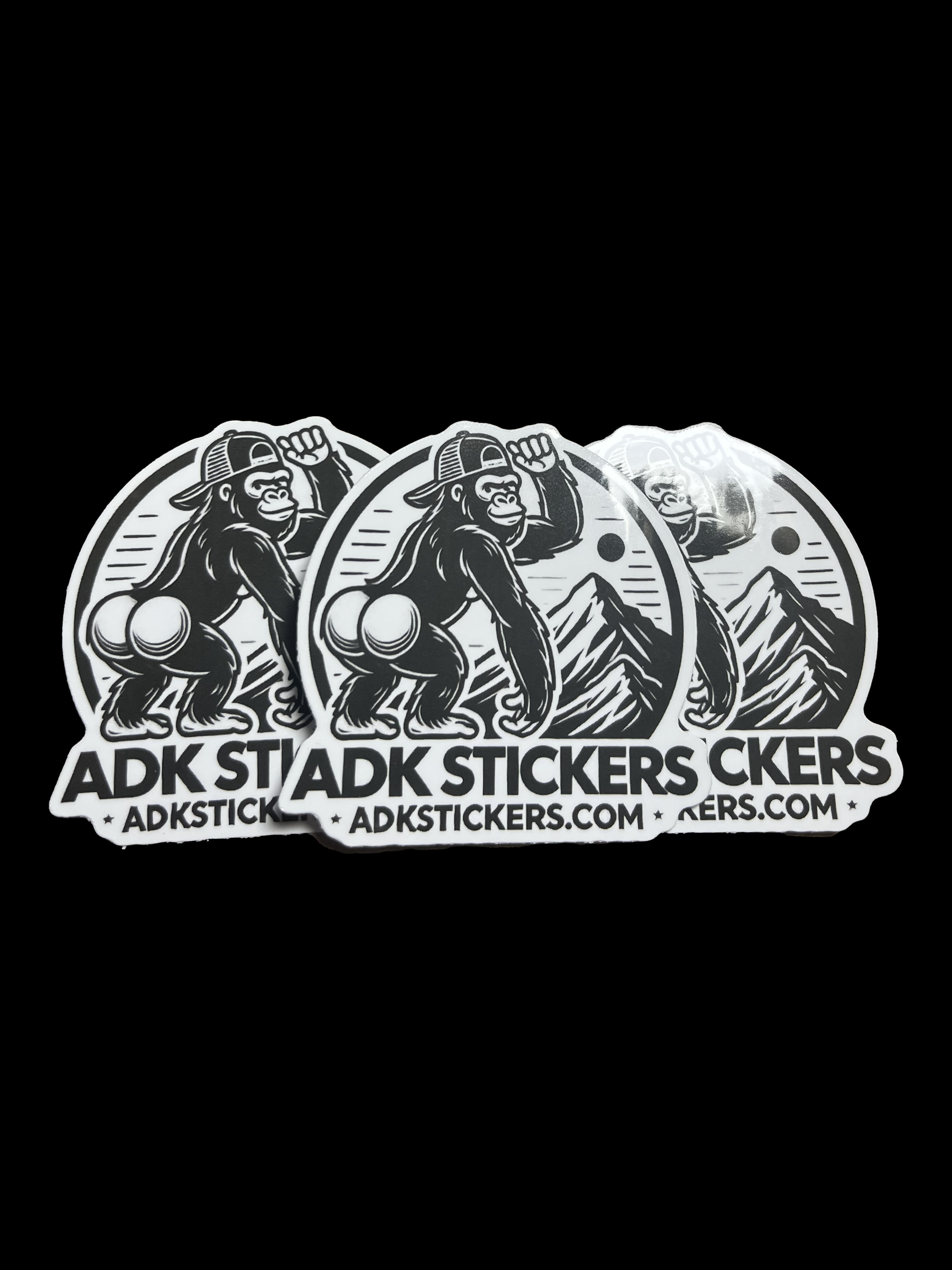 ADKstickers.com | Gorilla Butt Logo Stickers | Glossy 3" Vinyl (3-Pack)
