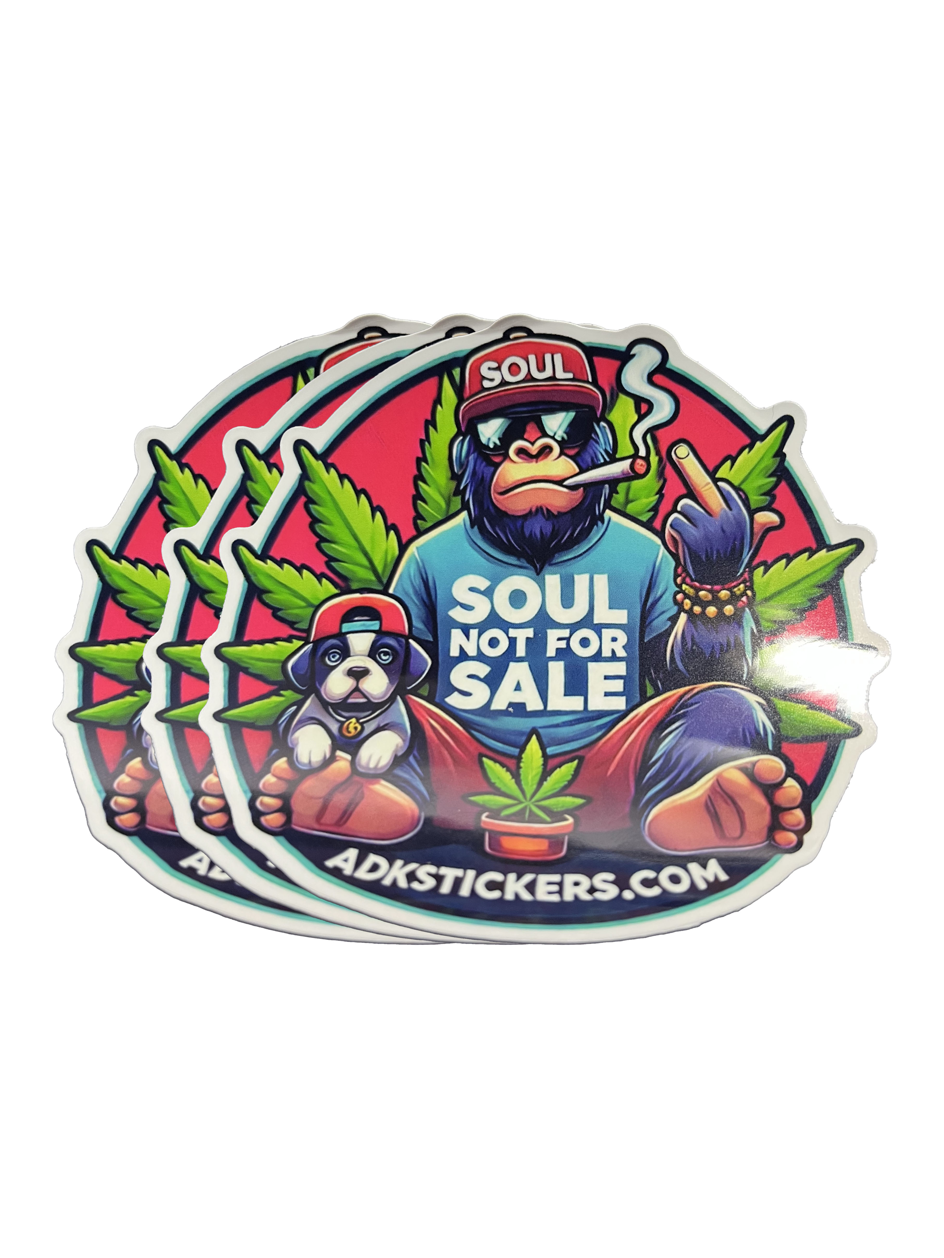 🔥 ADKstickers.com Soul Not For Sale – Chill Gorilla & Pup Glossy Vinyl Sticker (3-Pack, 4-Inch)