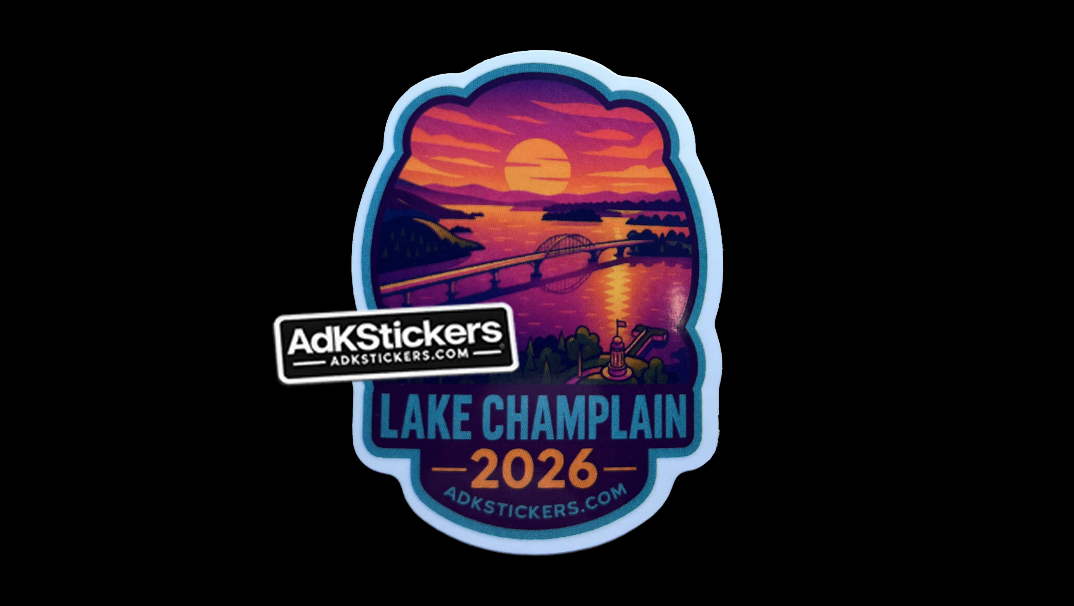 Lake Champlain Bridge Sticker Pack | Crown Point NY–VT Landmark | Adirondacks Travel Souvenir | 2.75" Glossy Waterproof Vinyl (3-Pack)