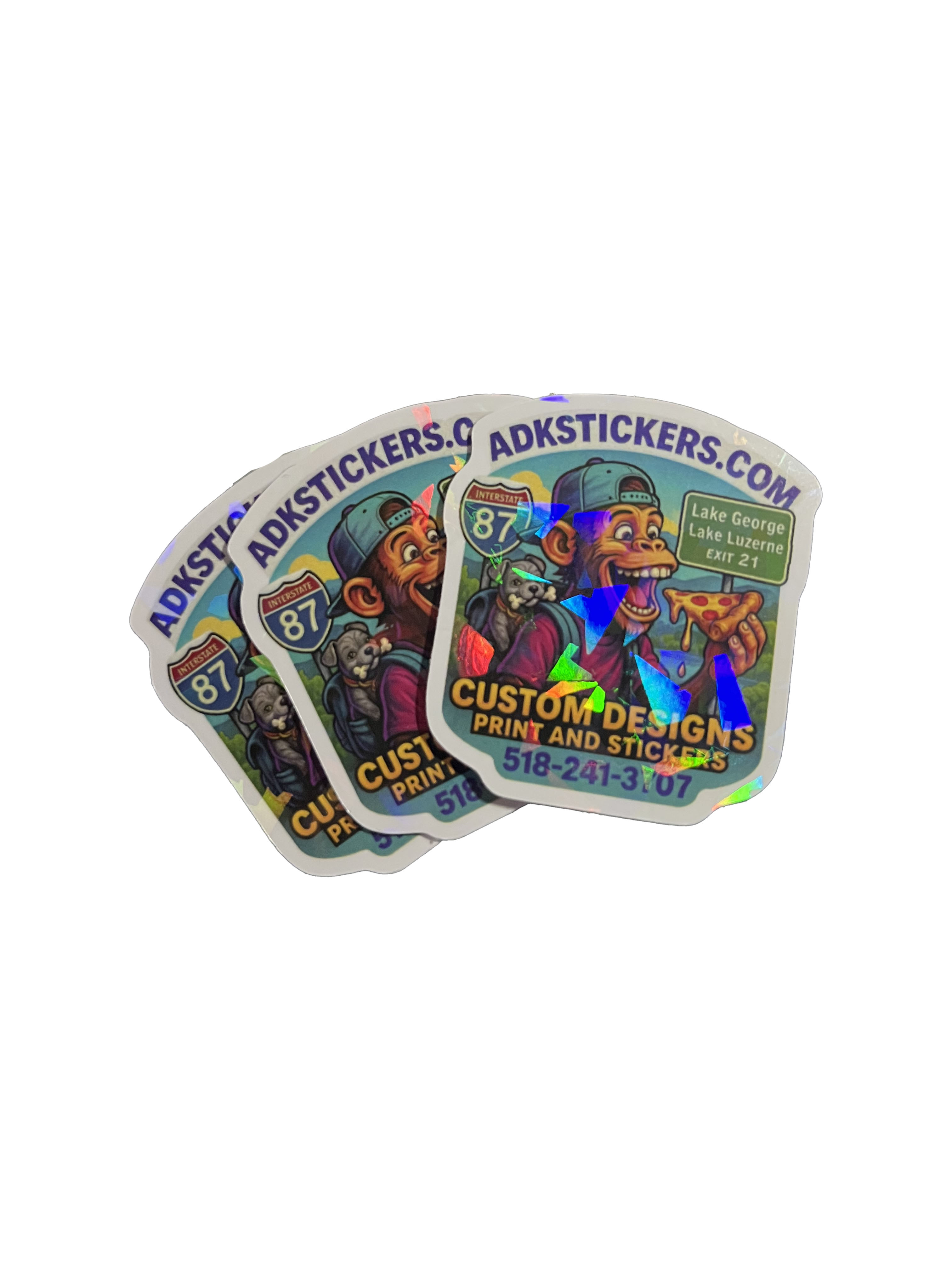 Lake George Exit 21 Special Laminate Cracked Ice Sticker — 3-Pack (2")