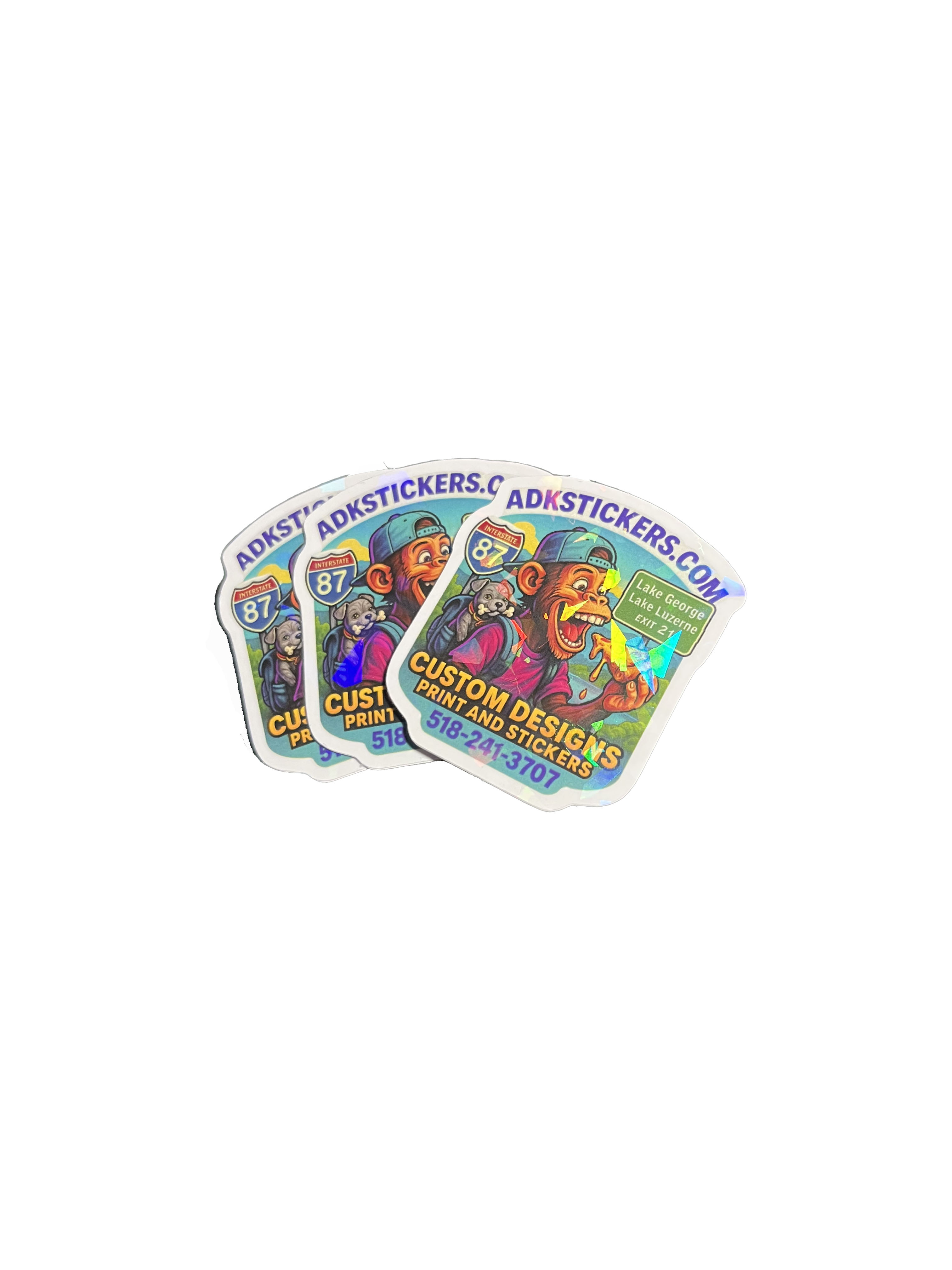 Lake George Exit 21 Special Laminate Cracked Ice Sticker — 3-Pack (2")