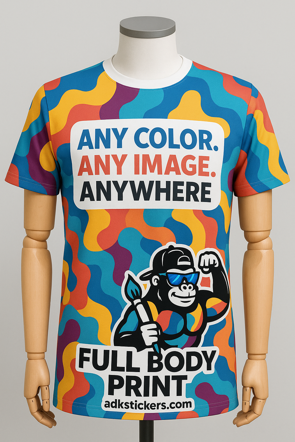 All-Over Print Custom T-Shirts (Full-Body Design) | ADK stickers 