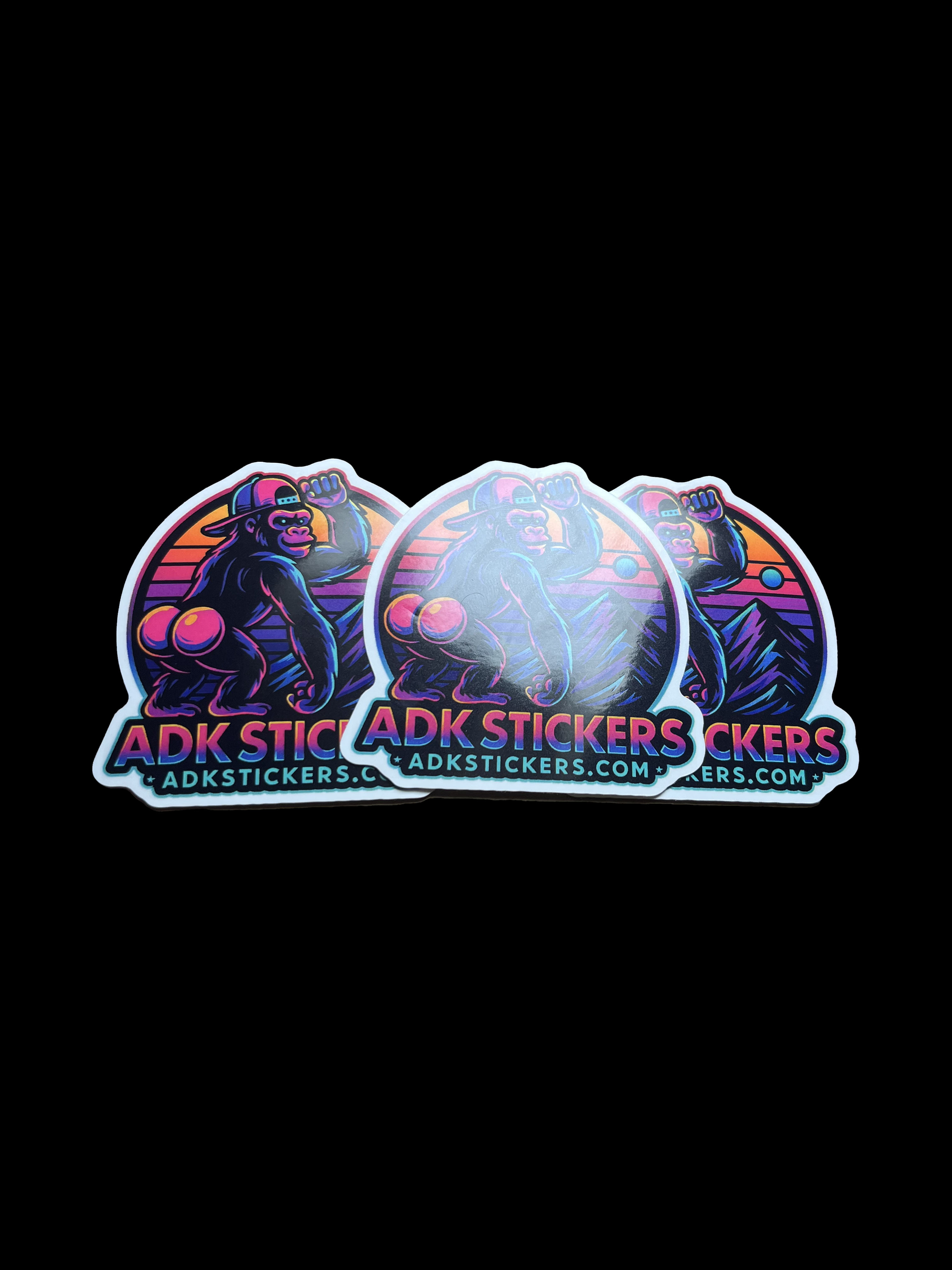 ADKstickers.com | Gorilla Butt Logo Stickers | Pink Cheeks Glossy 3" Vinyl (3-Pack)