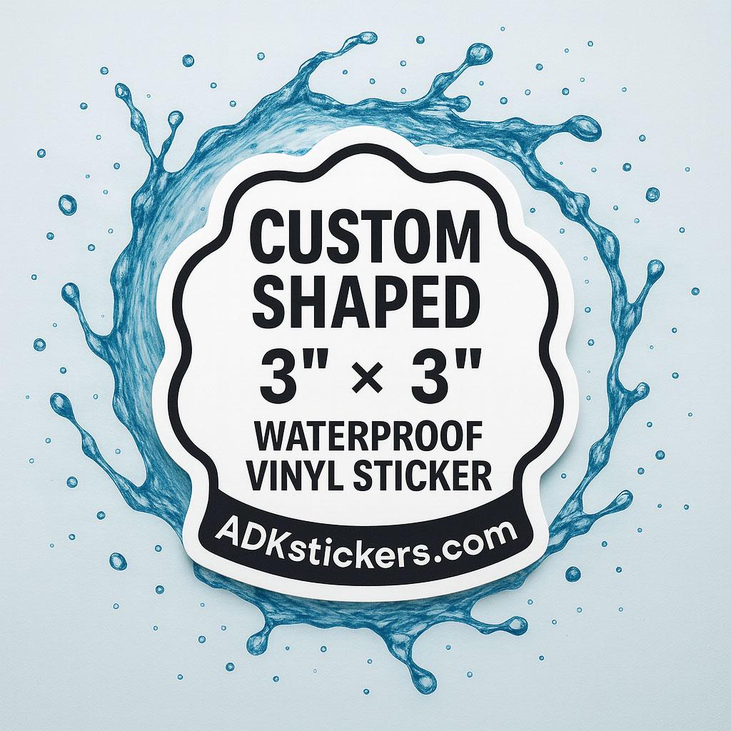 200 Custom Printed & Shaped Waterproof Vinyl Laminated Stickers – Glossy or Matte Finish