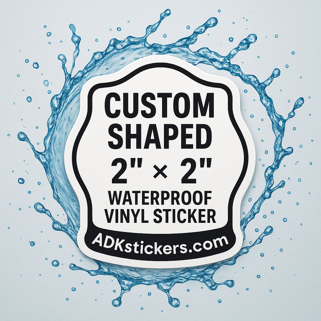 200 Custom Printed & Shaped Waterproof Vinyl Laminated Stickers – Glossy or Matte Finish