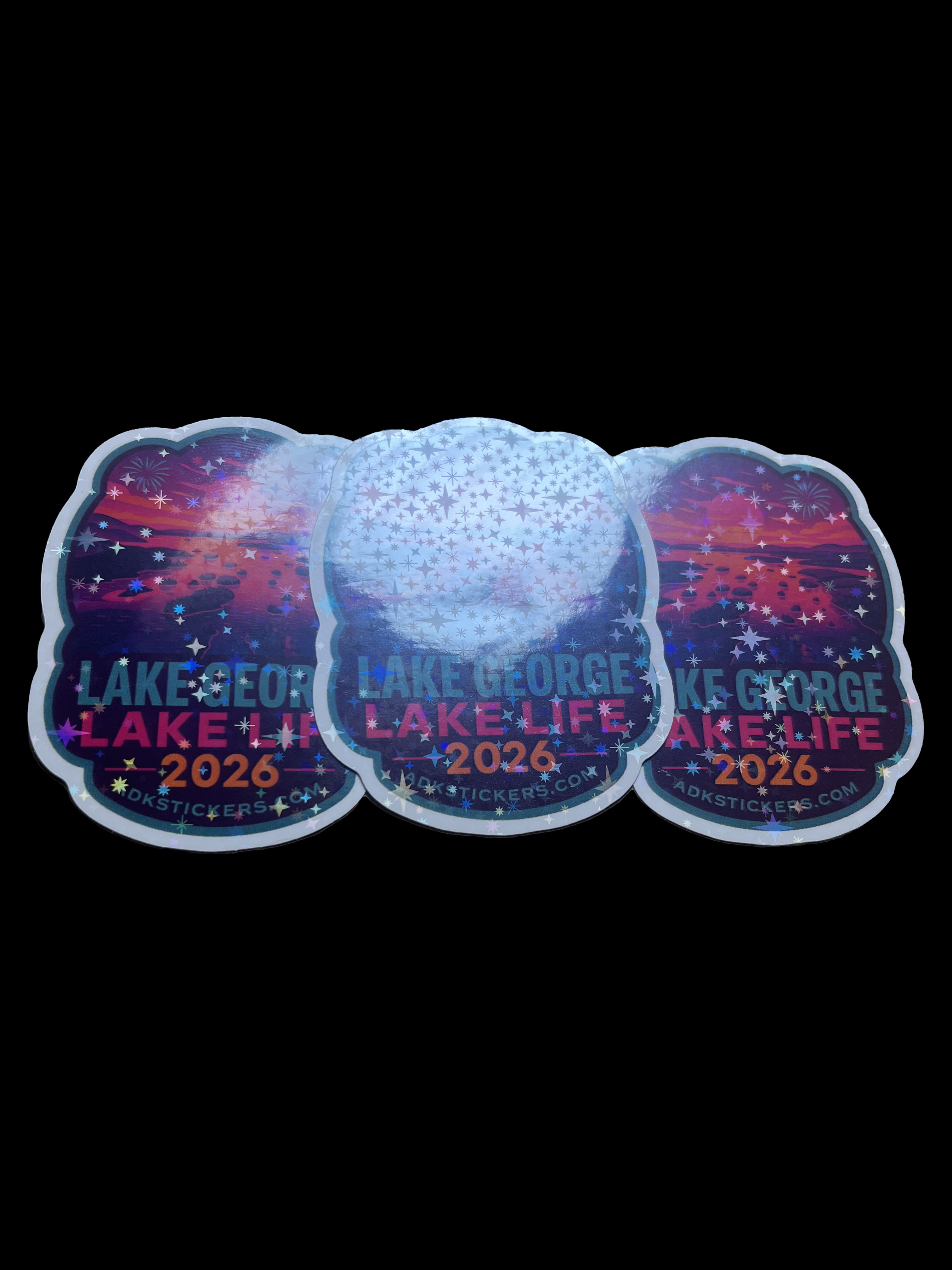 🔥 Lake George Lake Life 2026 – Starry Glossy Vinyl Sticker Pack (3-Pack, 3") | ADKstickers.com