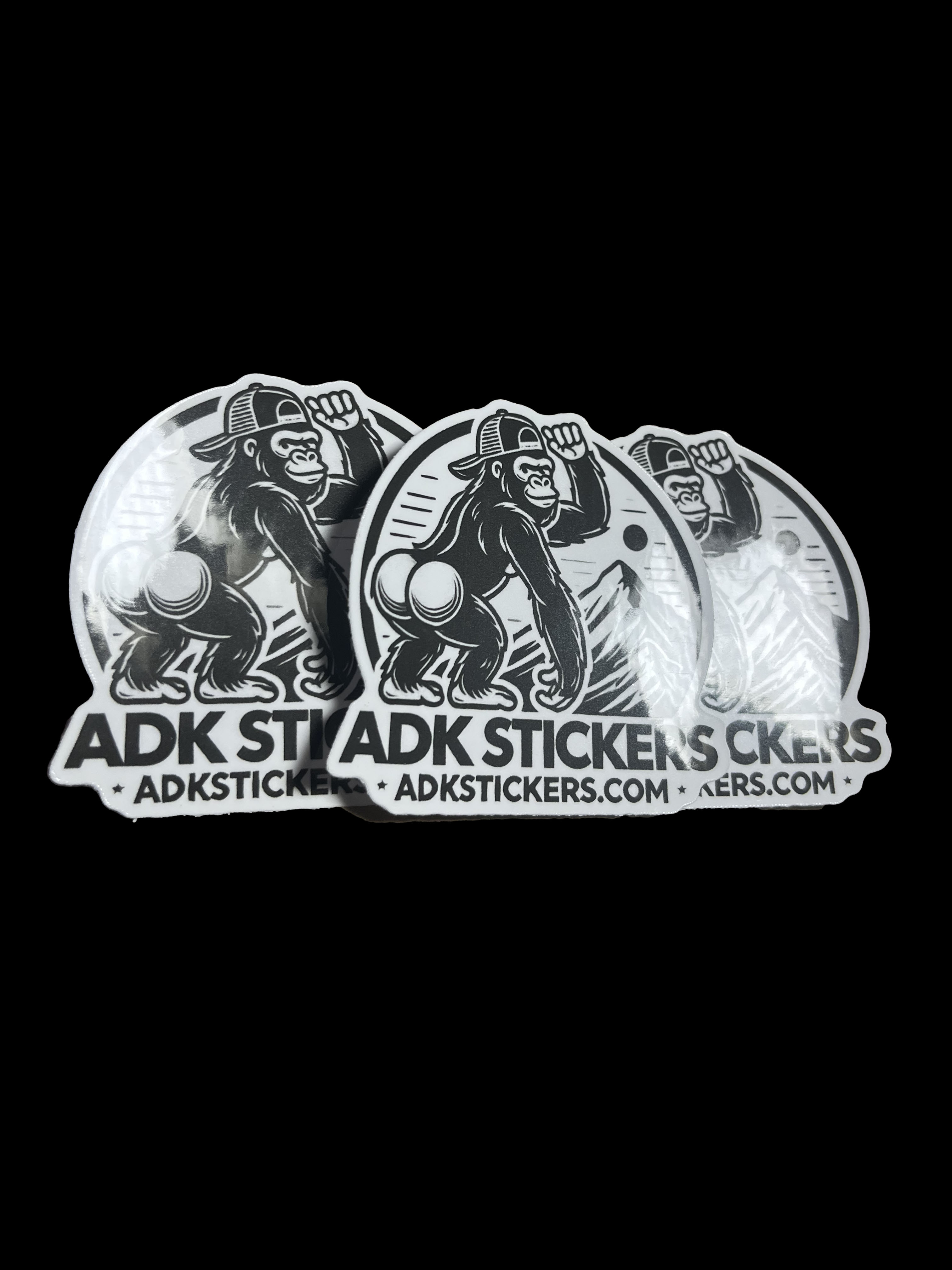 ADKstickers.com | Gorilla Butt Logo Stickers | Glossy 3" Vinyl (3-Pack)
