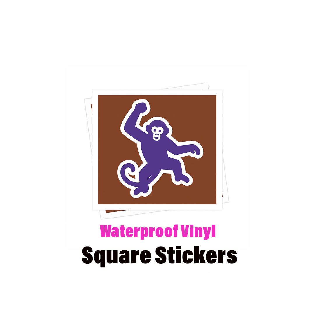 Custom Square Stickers - Waterproof Vinyl Stickers | ADK stickers — Laminated in Glossy or Matte for Maximum Durability