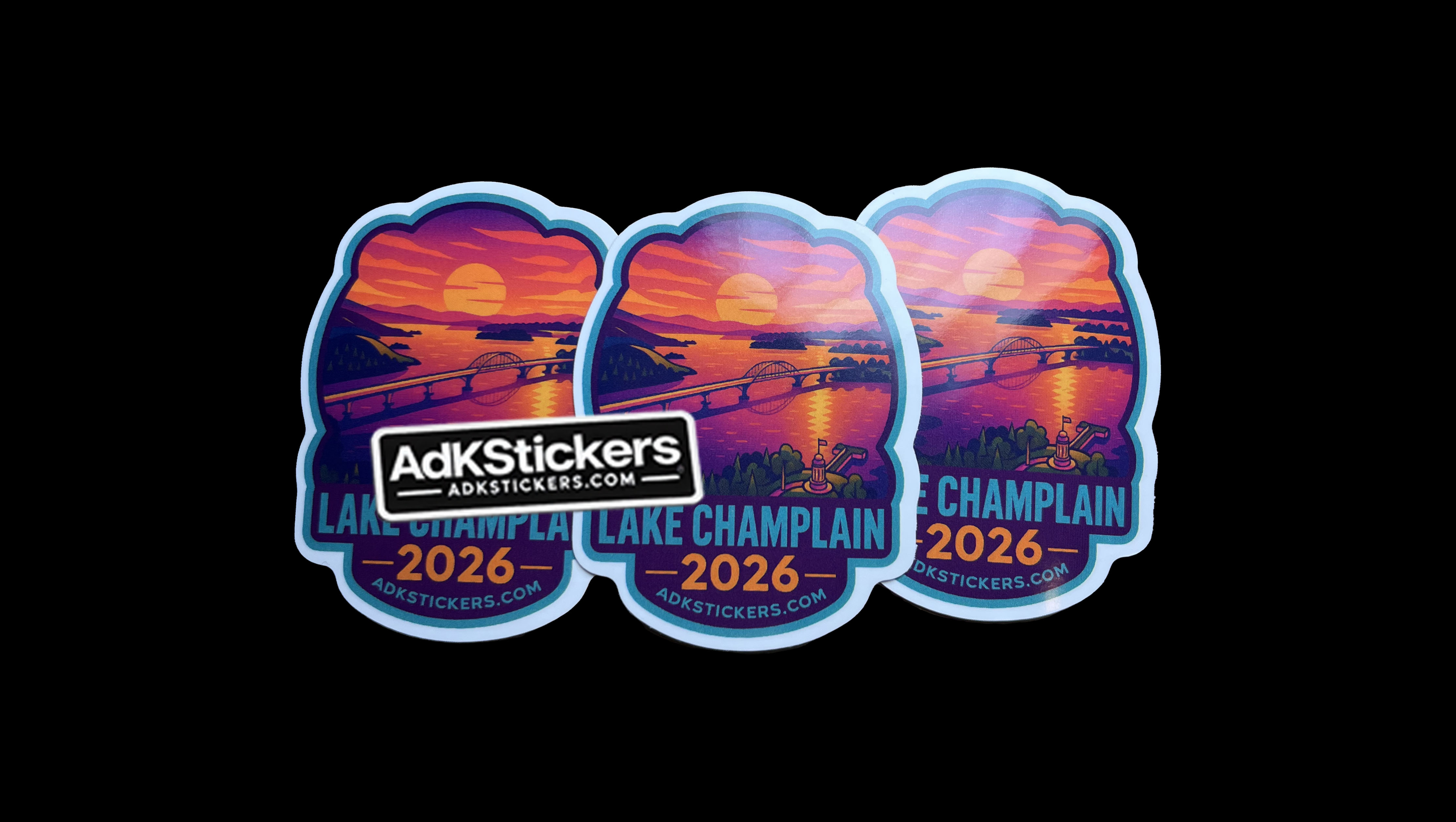 Lake Champlain Bridge Sticker Pack | Crown Point NY–VT Landmark | Adirondacks Travel Souvenir | 2.75" Glossy Waterproof Vinyl (3-Pack)