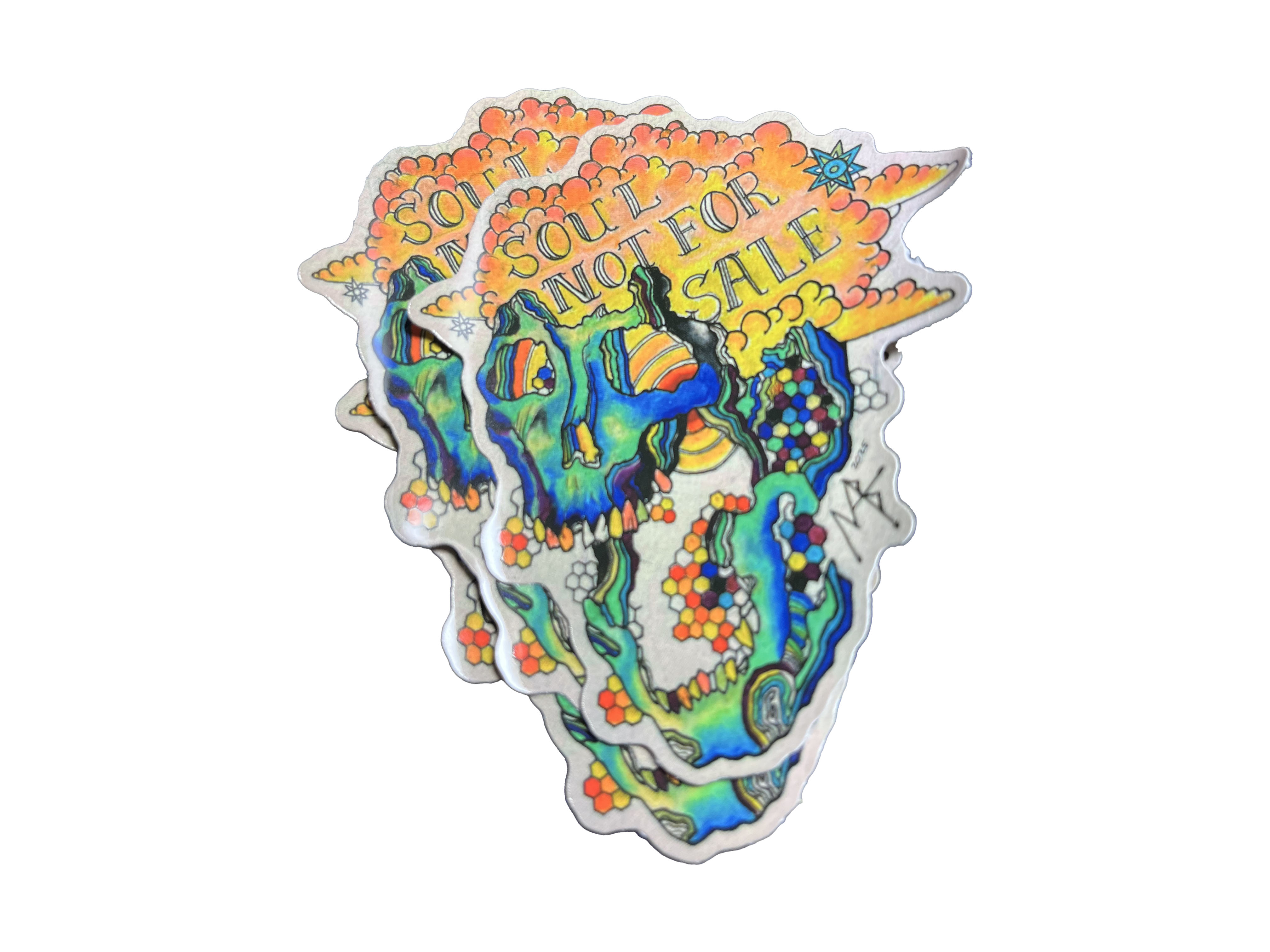 Soul Not For Sale Sticker Pack | ADKstickers.com – Trippy Skull Glossy Vinyl (3-Pack)