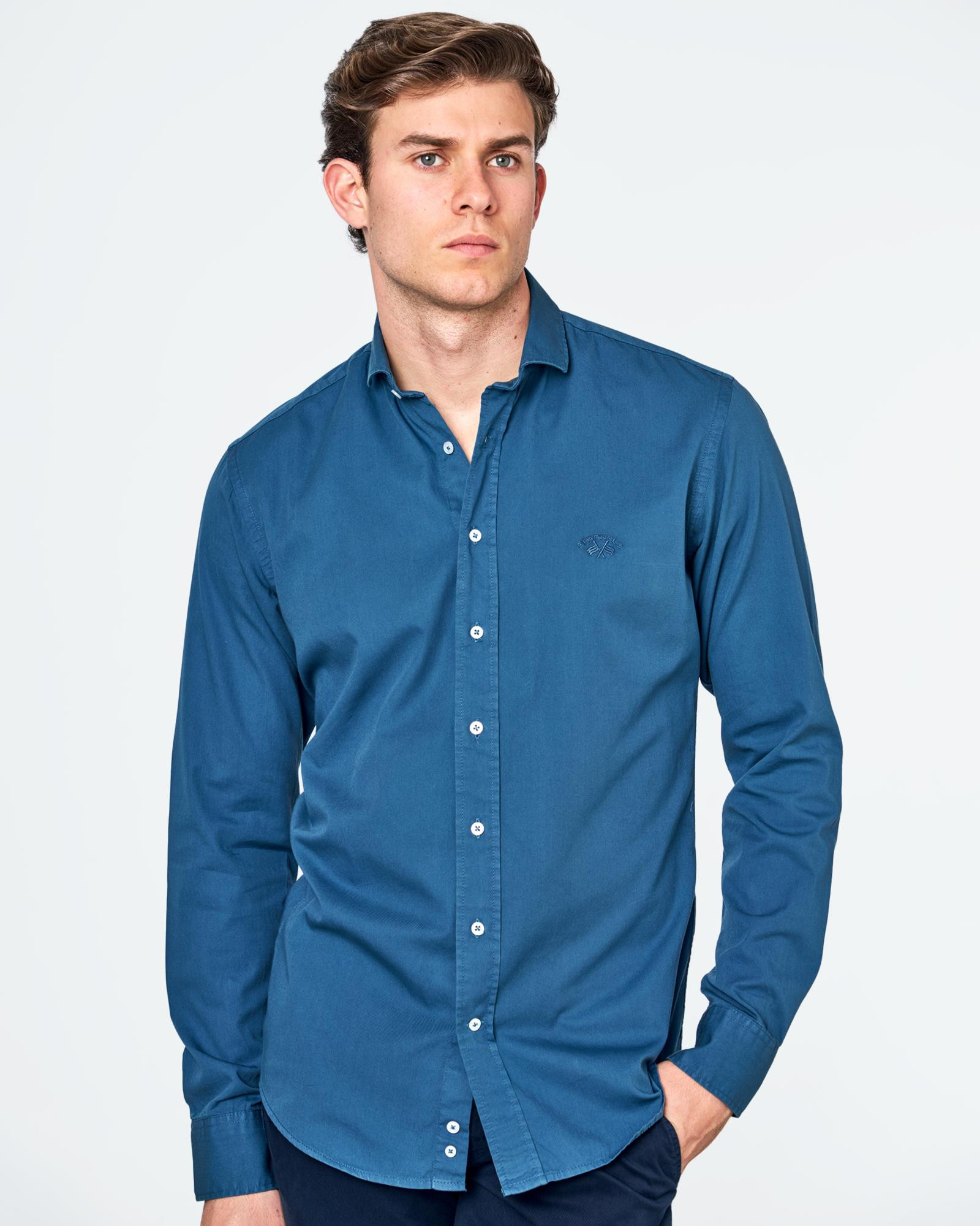 CAMISA DE HOMBRE GABARDINA TP LISO SMART AZUL