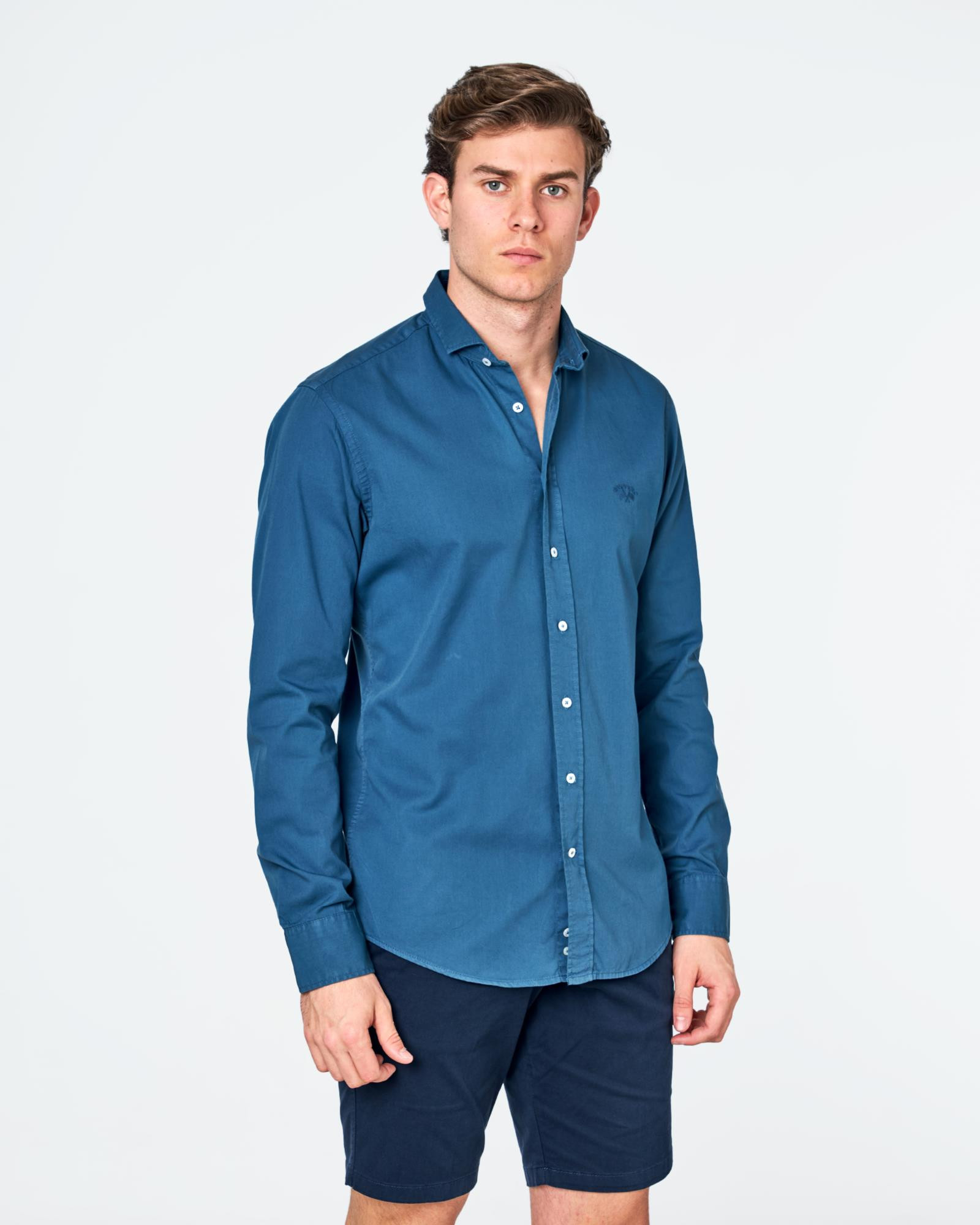 CAMISA DE HOMBRE GABARDINA TP LISO SMART AZUL