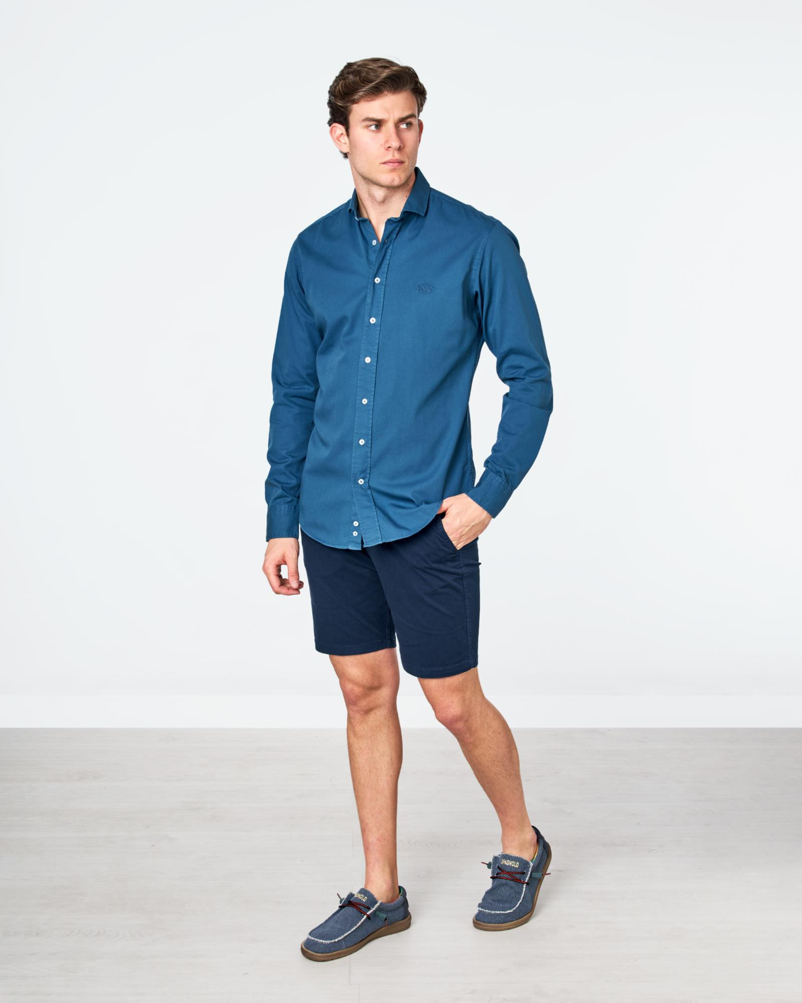 CAMISA DE HOMBRE GABARDINA TP LISO SMART AZUL