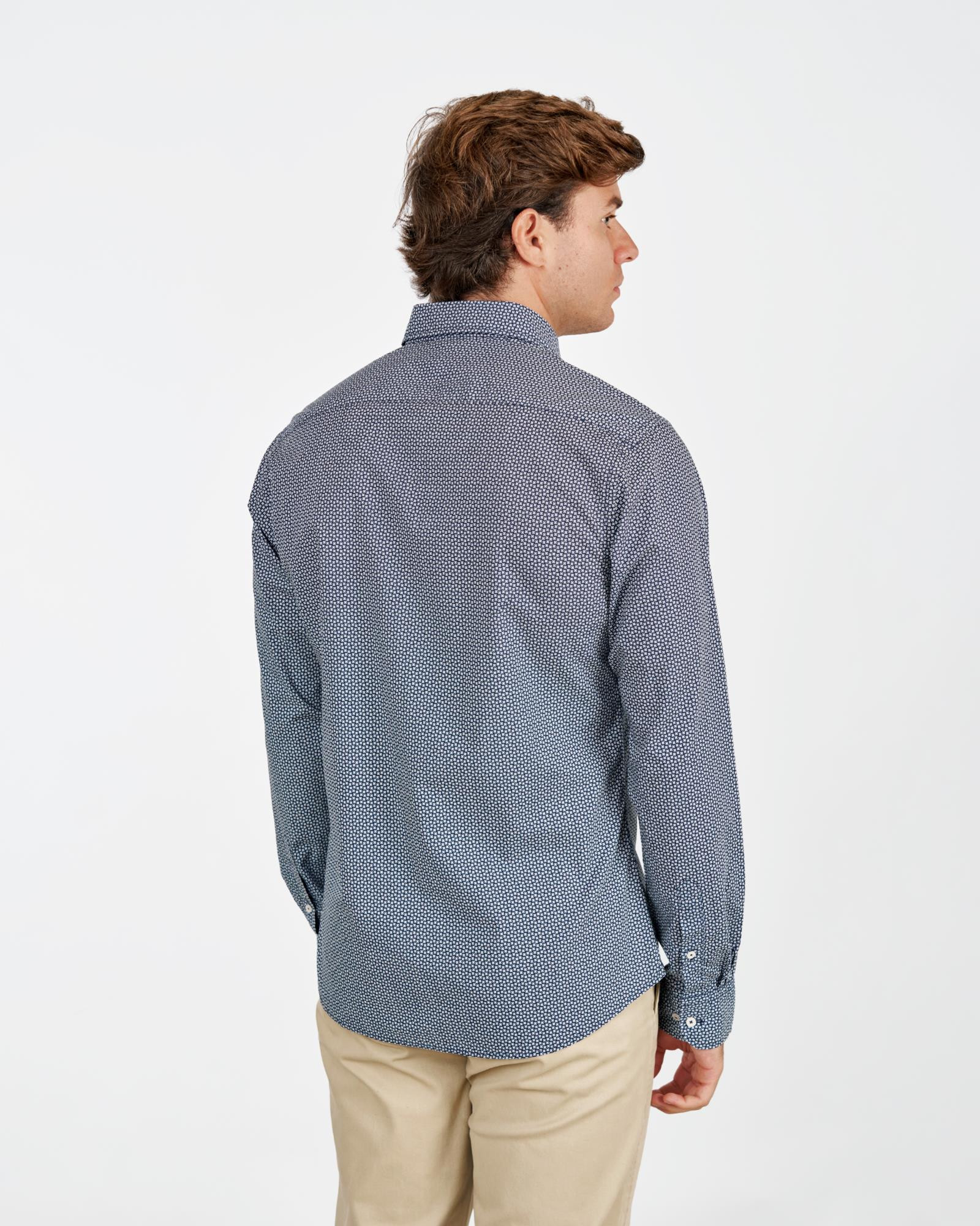 CAMISA POPELÍN ESTAMPADO FANTASÍA MARINO