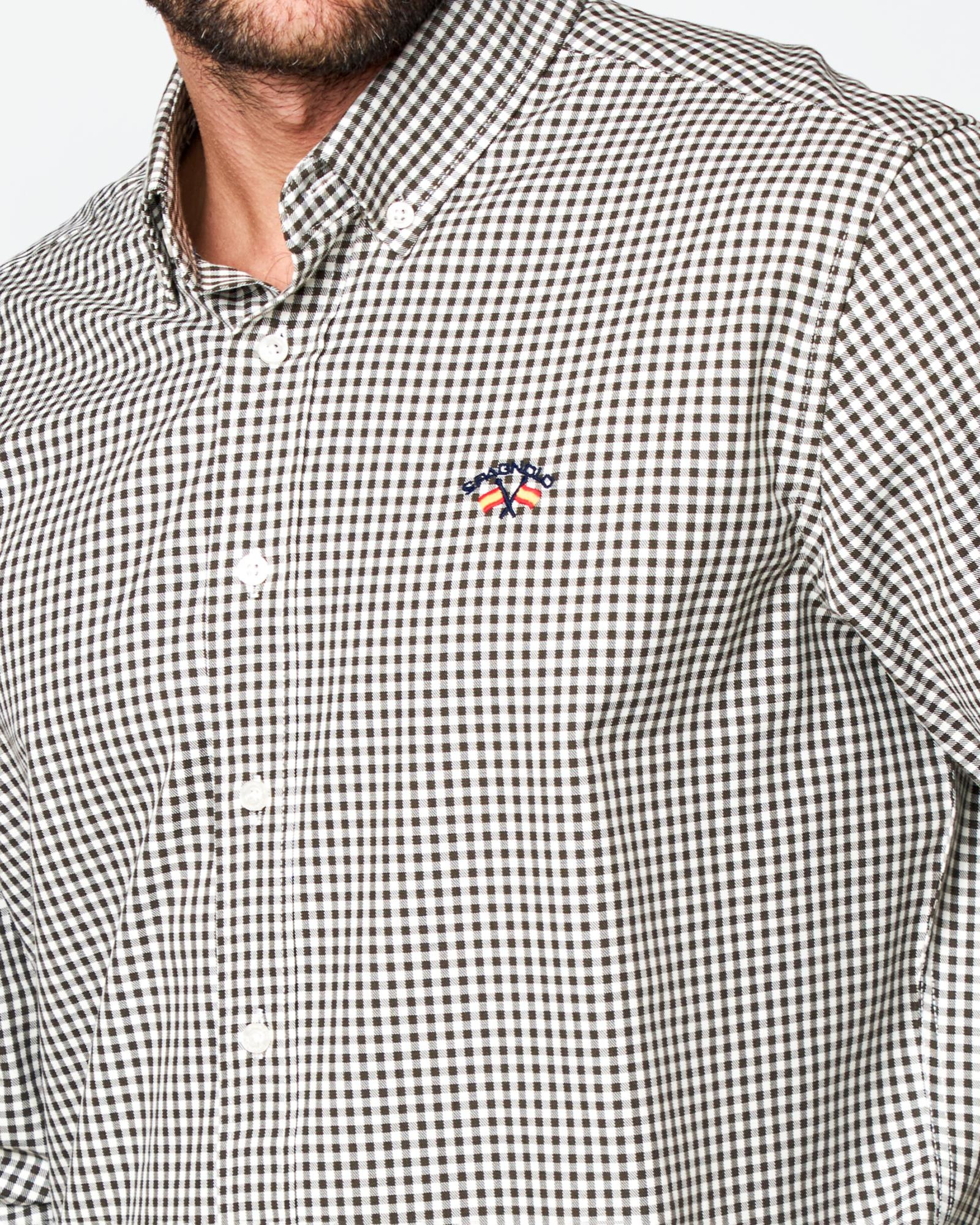 CAMISA GABARDINA ESTAMPADO CUADROS VERDE