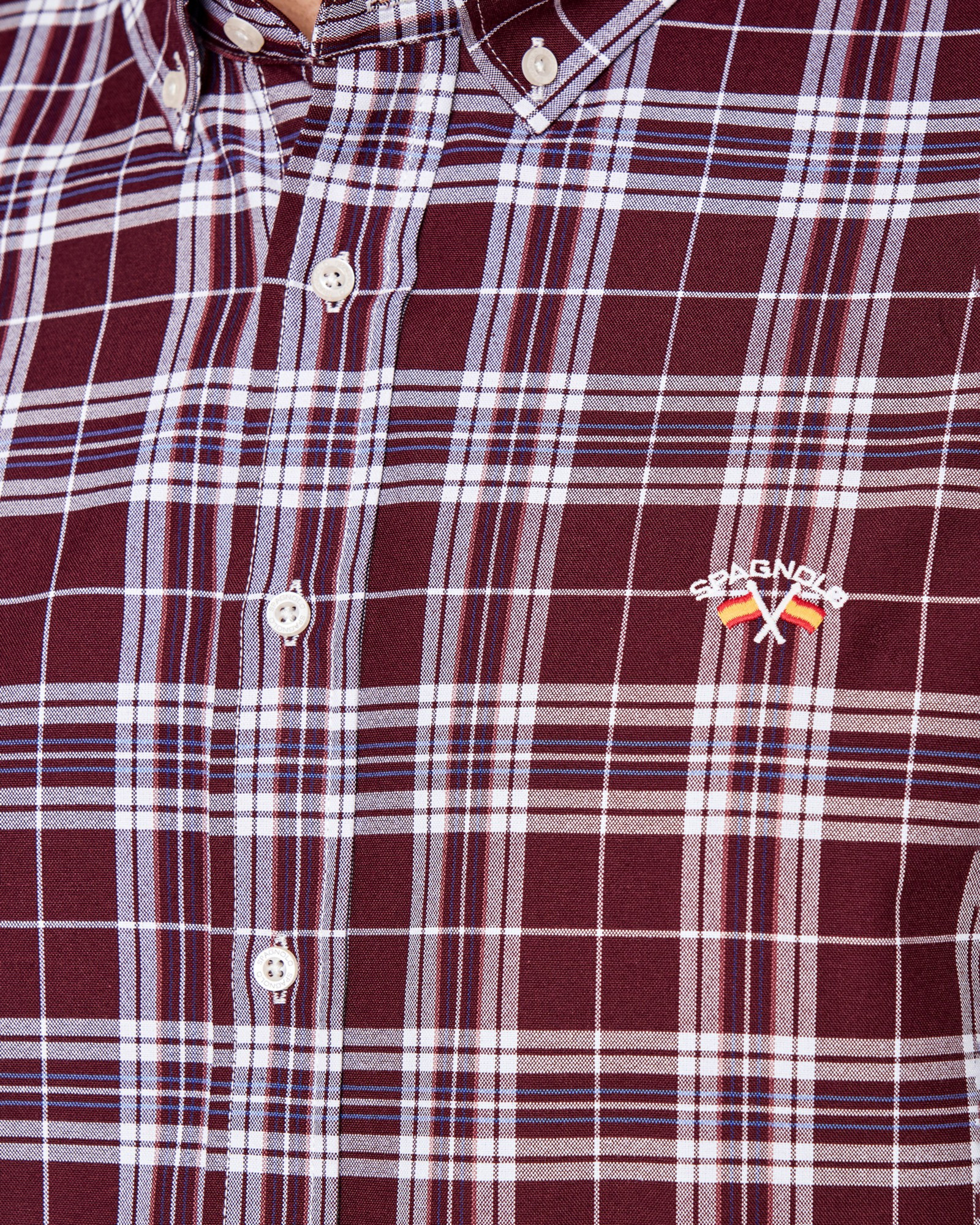 CAMISA OXFORD ESTAMPADO CUADROS BURDEOS