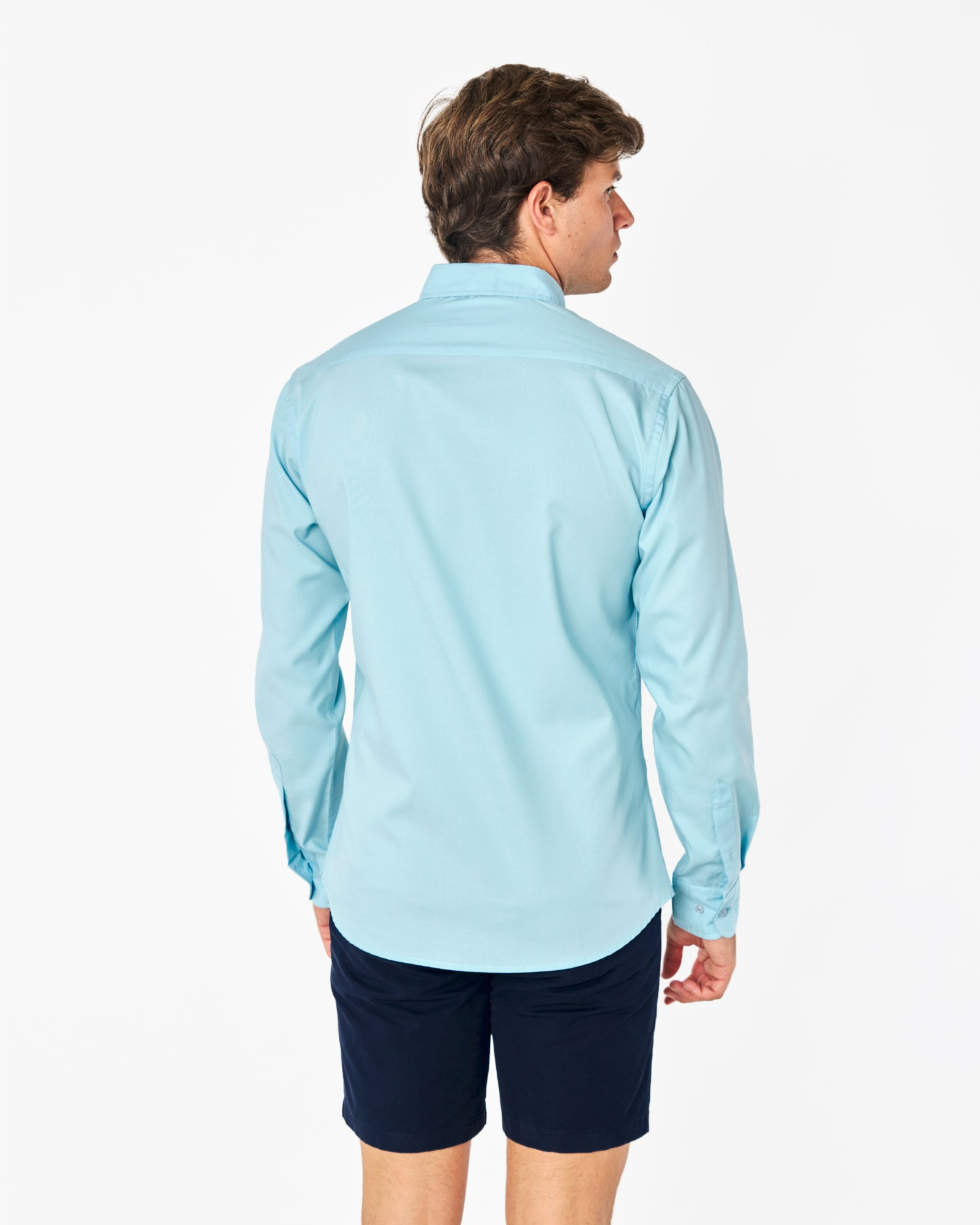 CAMISA MICROOXFORD CUELLO BOTÓN AZUL