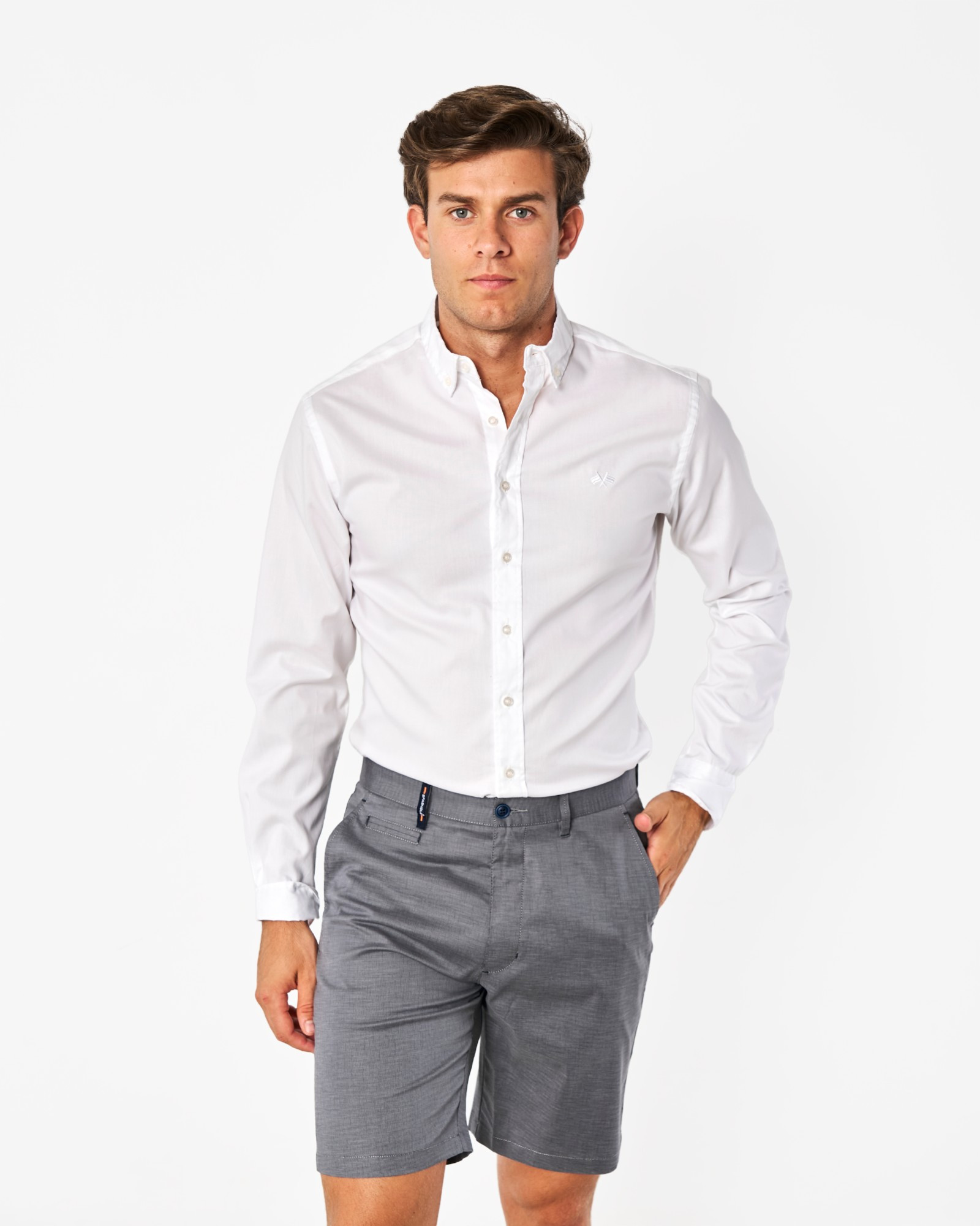 CAMISA MICROOXFORD CUELLO BOTÓN BLANCO