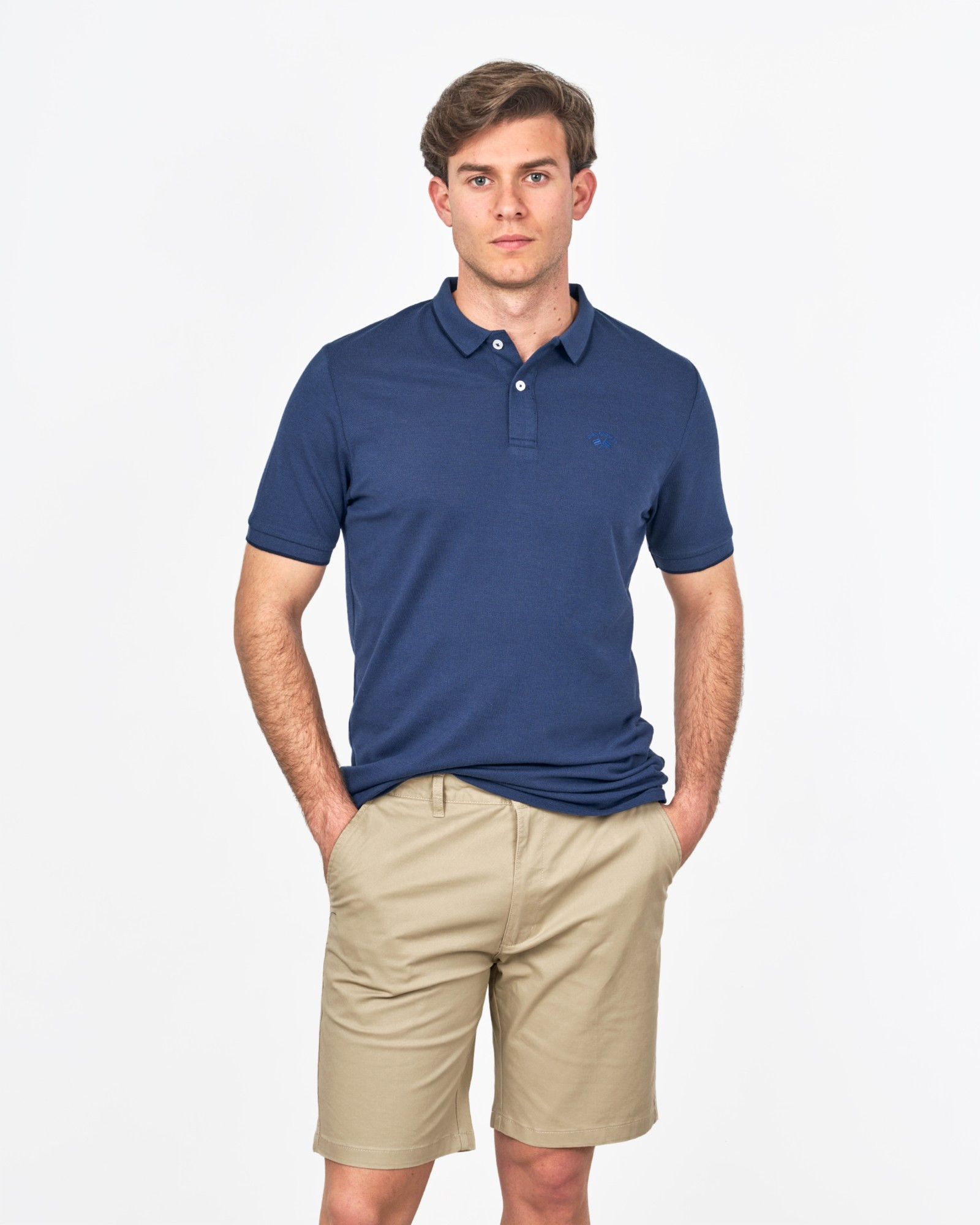 POLO MANGA CORTA PIQUÉ MELANGE MARINO