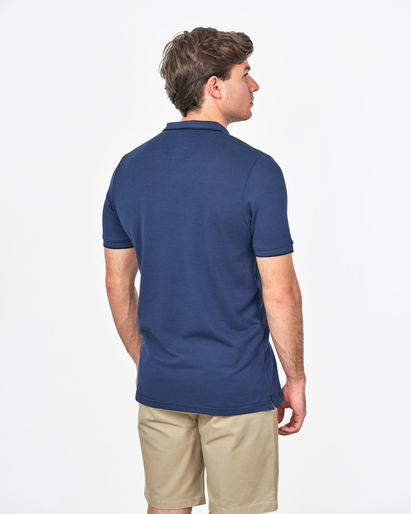 POLO MANGA CORTA PIQUÉ MELANGE MARINO