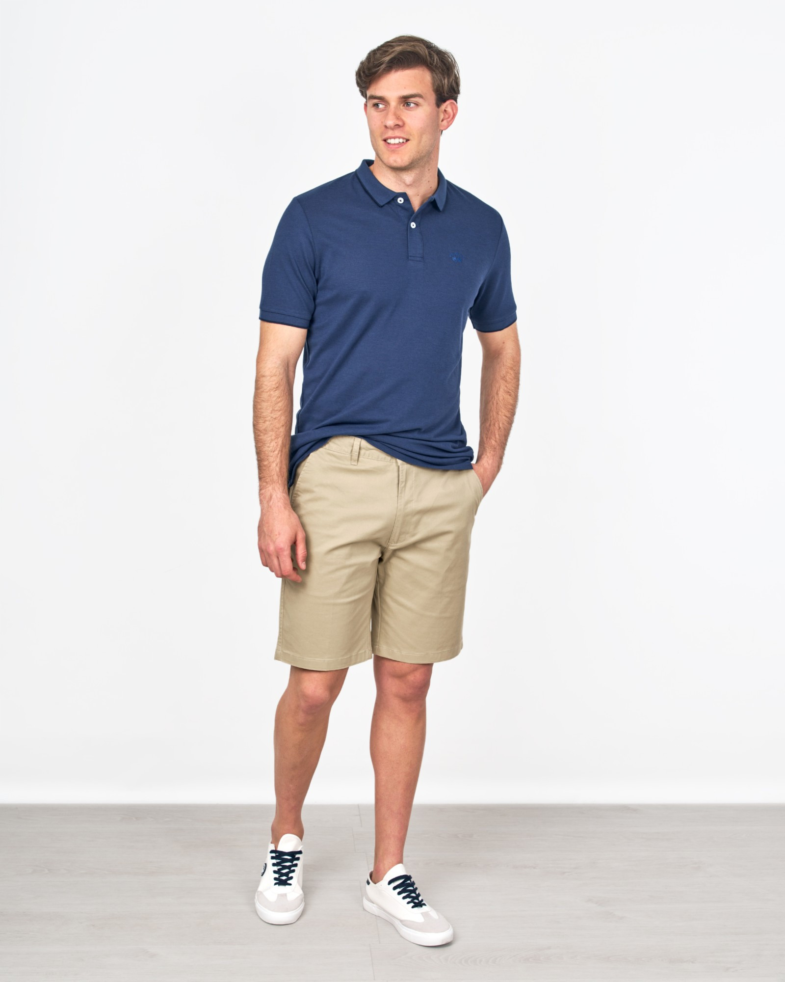 POLO MANGA CORTA PIQUÉ MELANGE MARINO