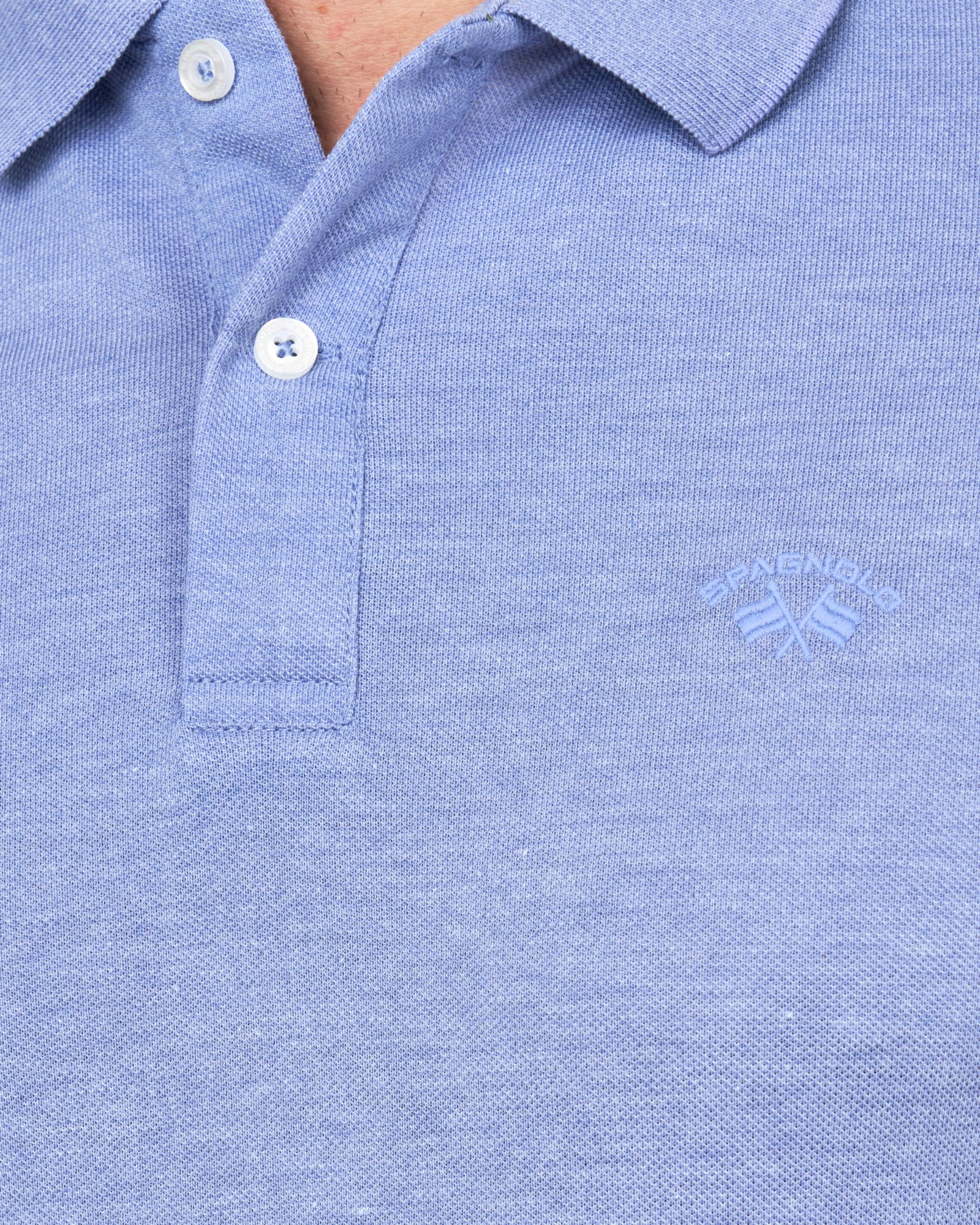 POLO MANGA CORTA PIQUÉ MELANGE AZUL