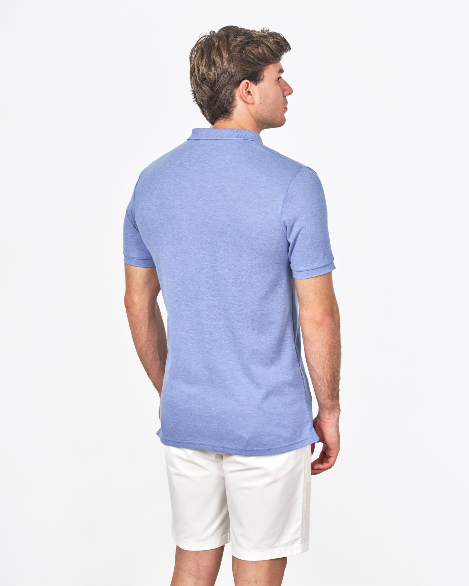 POLO MANGA CORTA PIQUÉ MELANGE AZUL