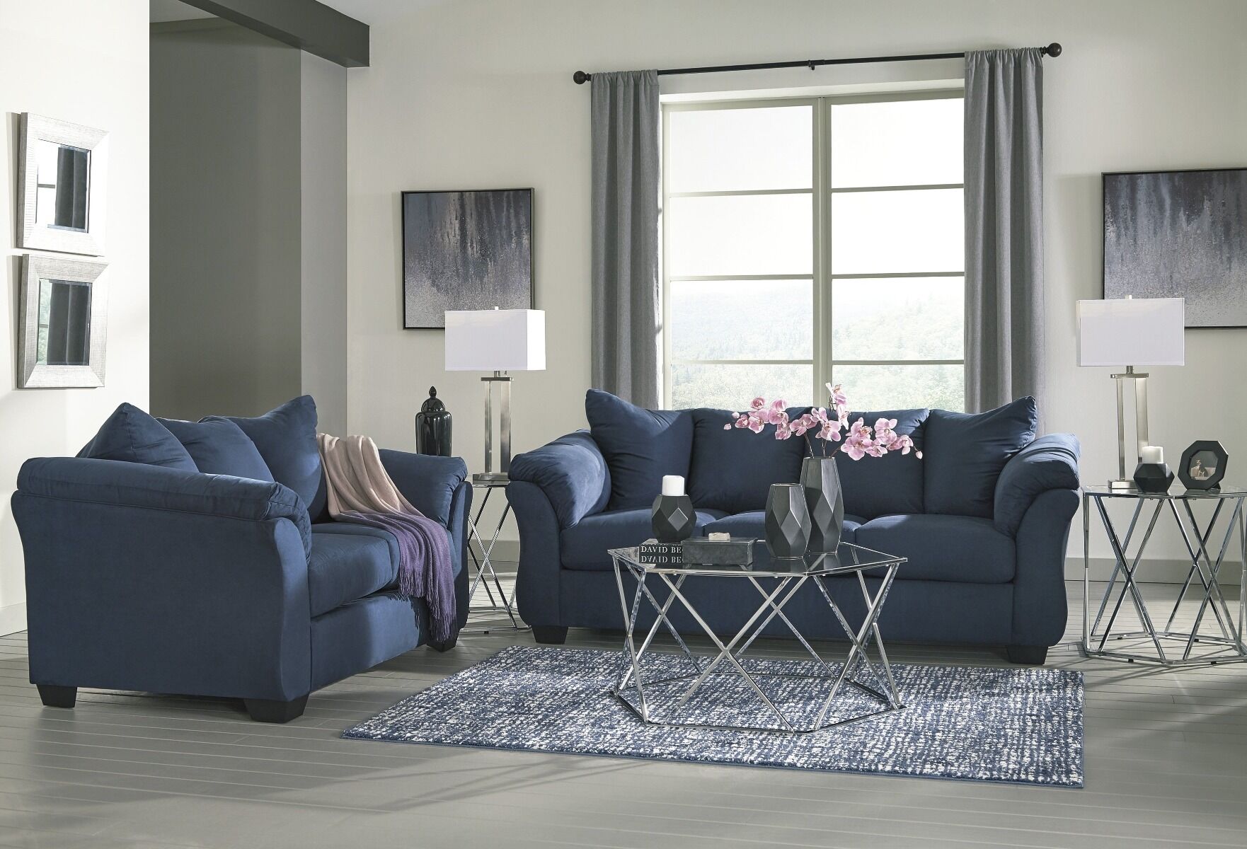 Darcy Blue Sofa & Loveseat Set - 2 Pc.