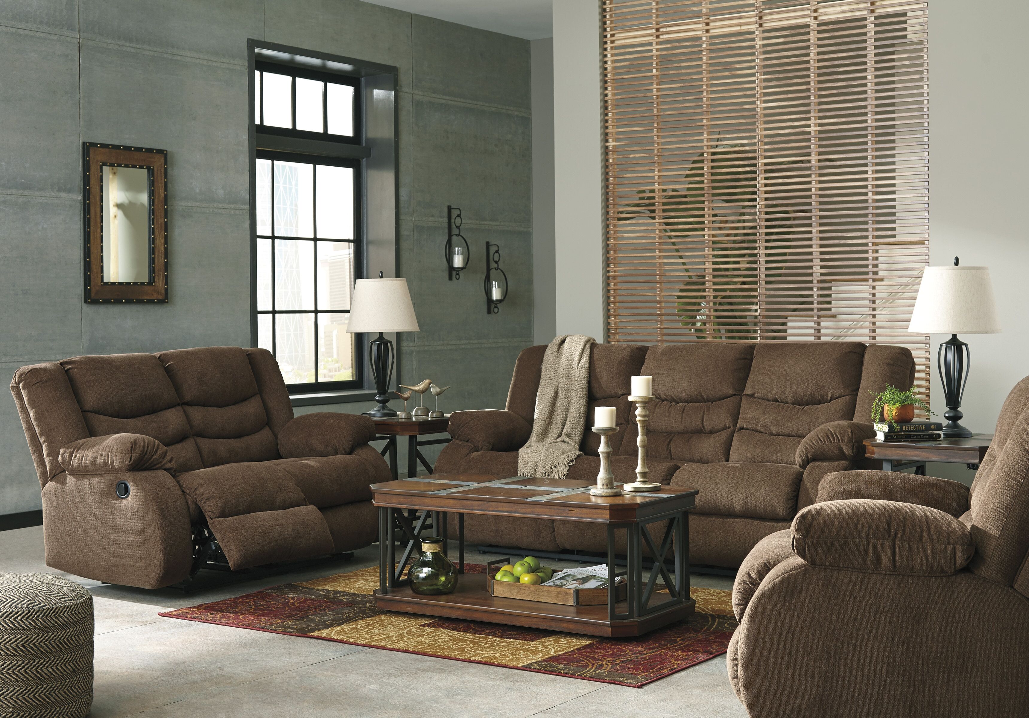 2 Pc. Tulen Chocolate Recliner Sofa & Loveseat Set