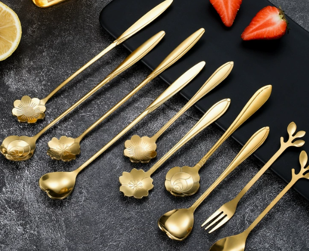 Elegant Gold-Plated Cutlery Set