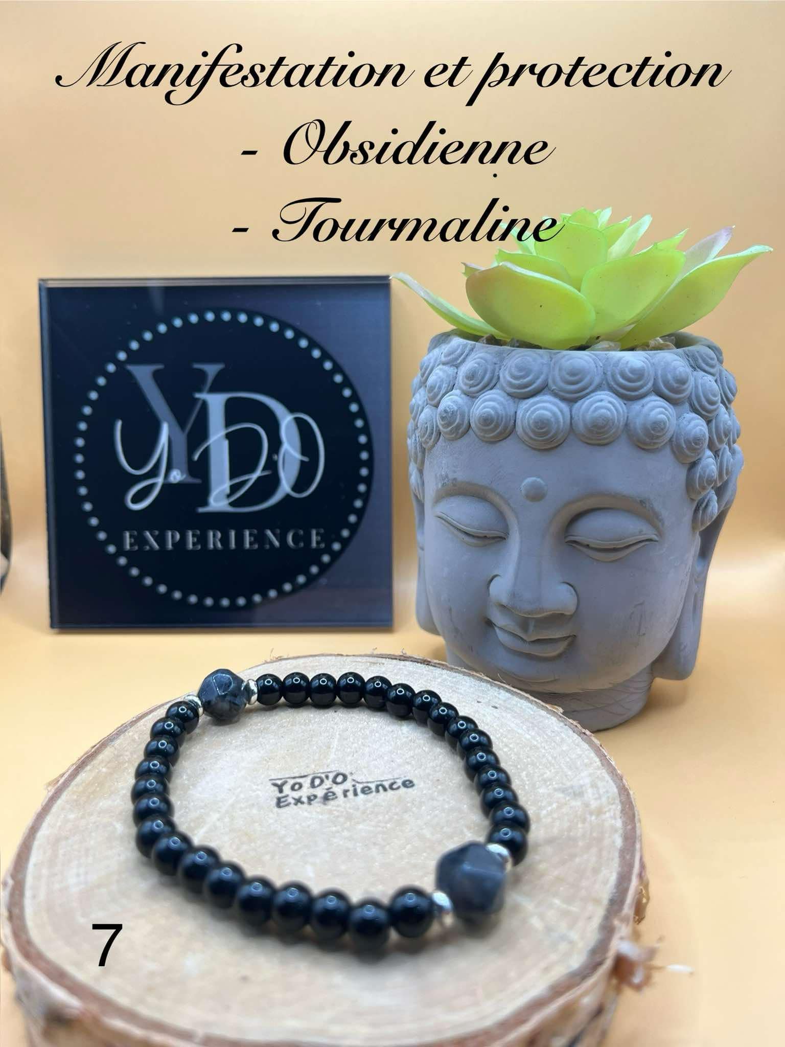 Black Obsidian and Tourmaline Bracelet