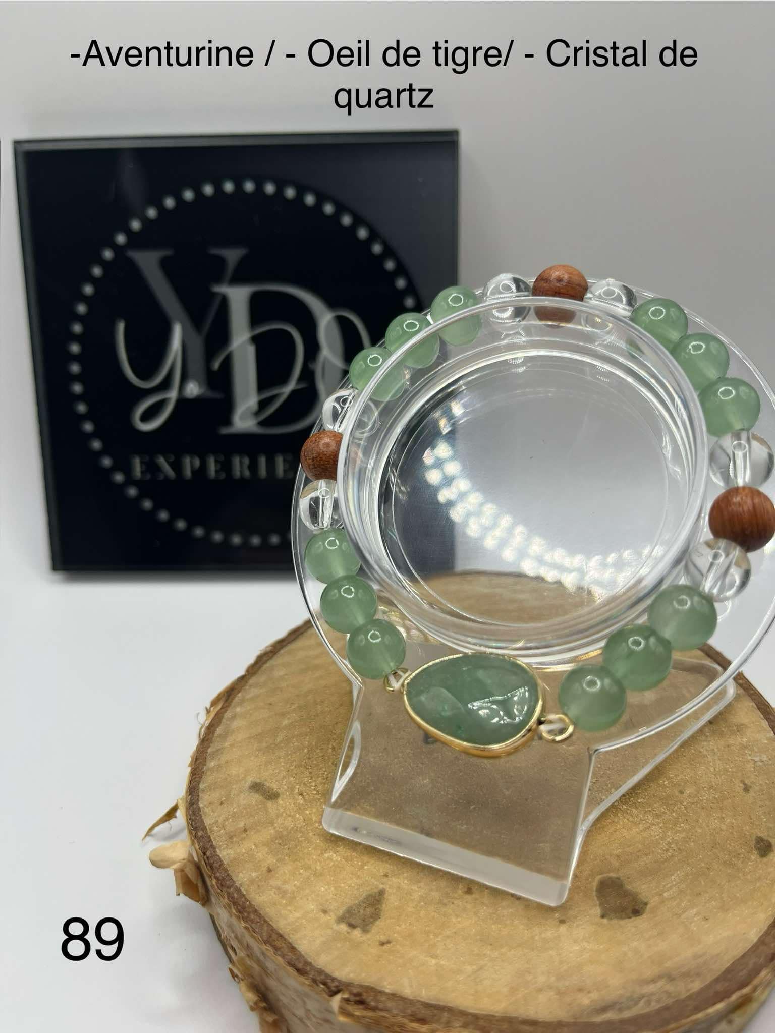 Aventurine, Tiger's Eye, and Quartz Crystal Bracelet