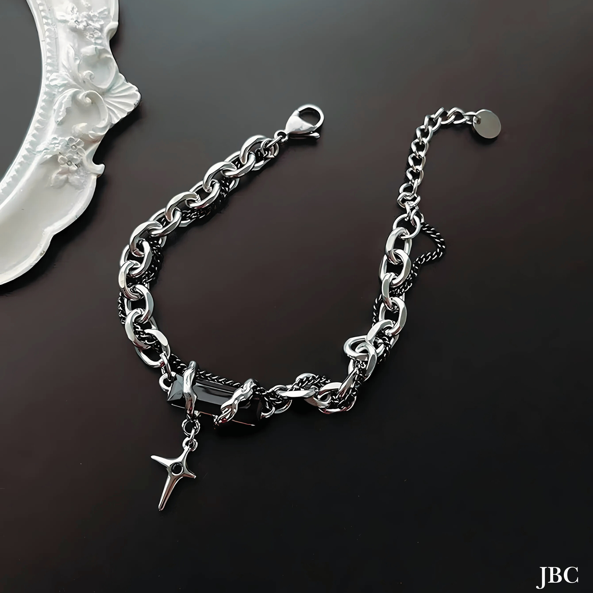 Black zircon bracelet.