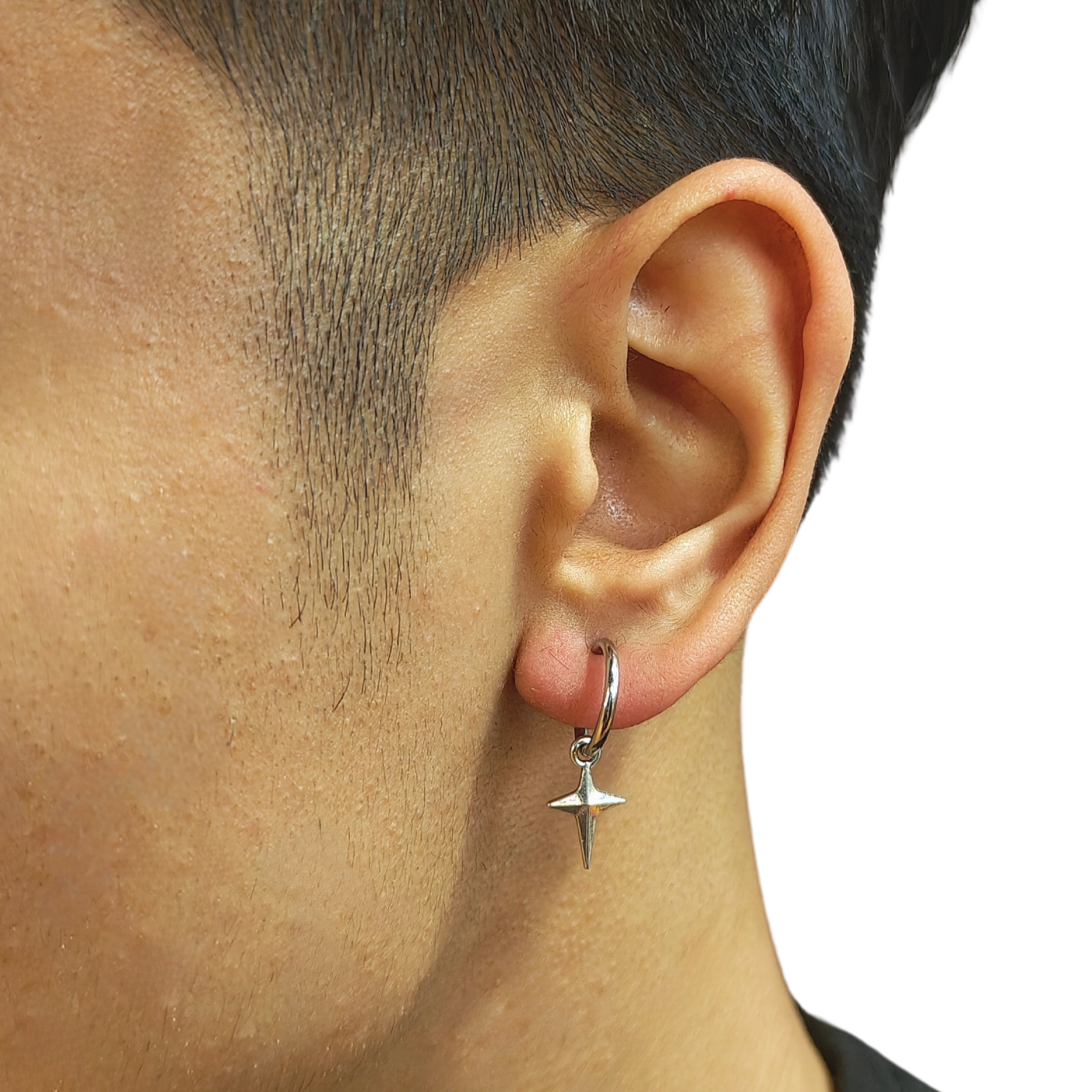 Star Dangle Hoop Earring