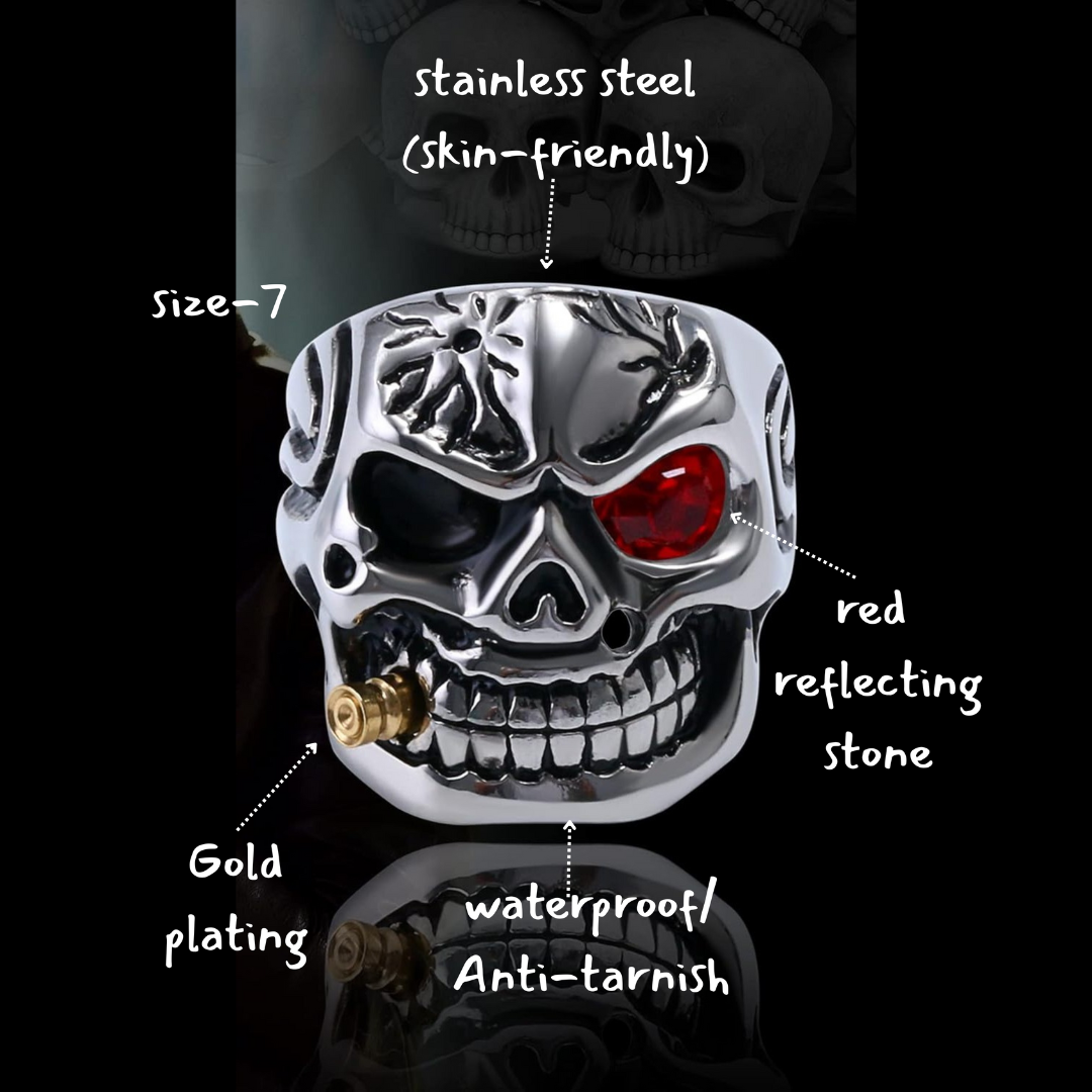 Red eye skull ring