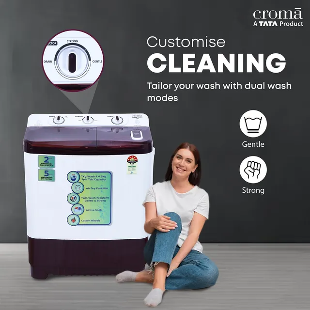 TATA Croma 7 KG Semi Automatic Washing Machine
