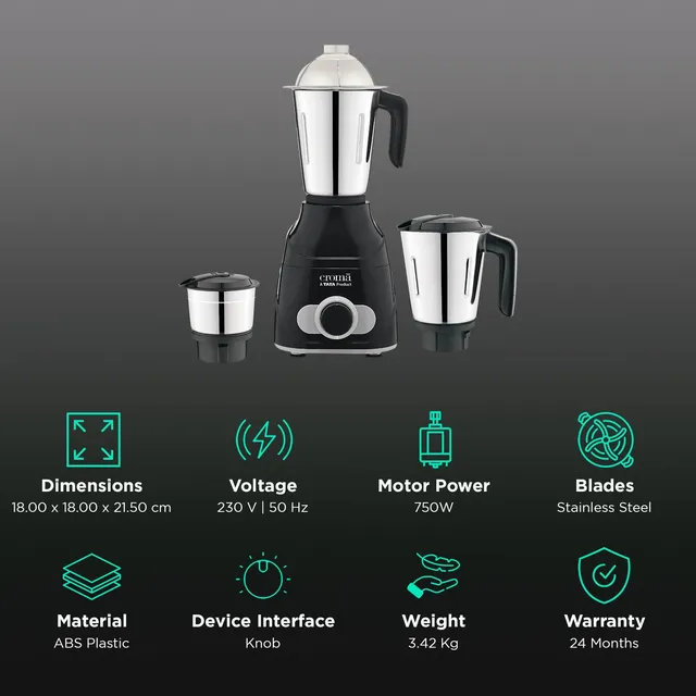 TATA Croma 750 Watt Mixer Grinder
