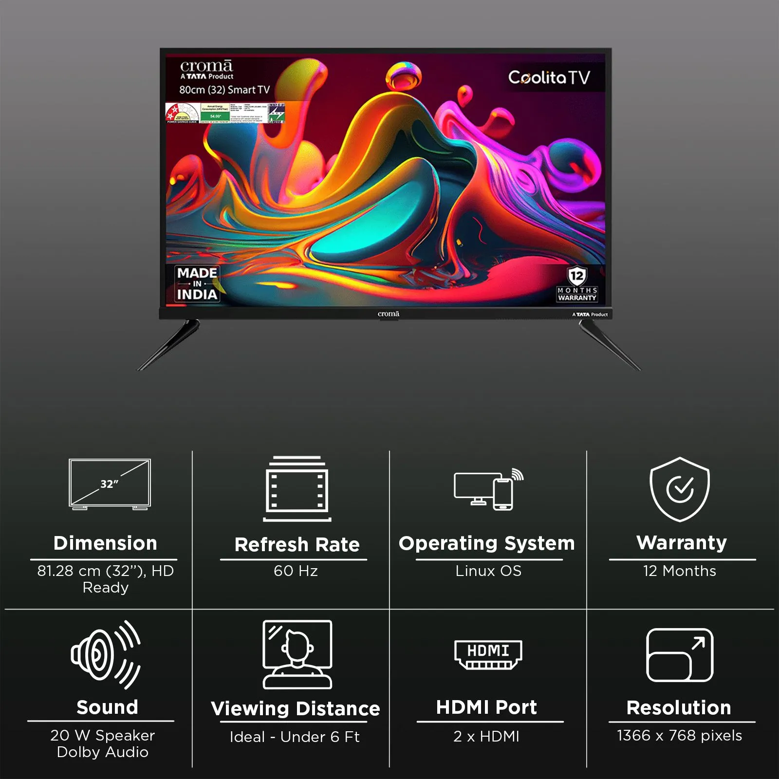 TATA Croma 32" HDR Smart TV