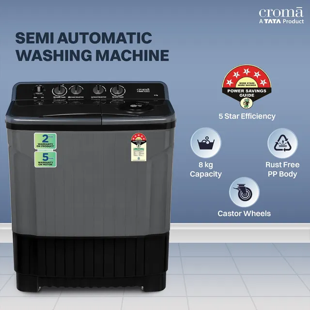 TATA Croma 8 KG Semi Automatic Washing Machine