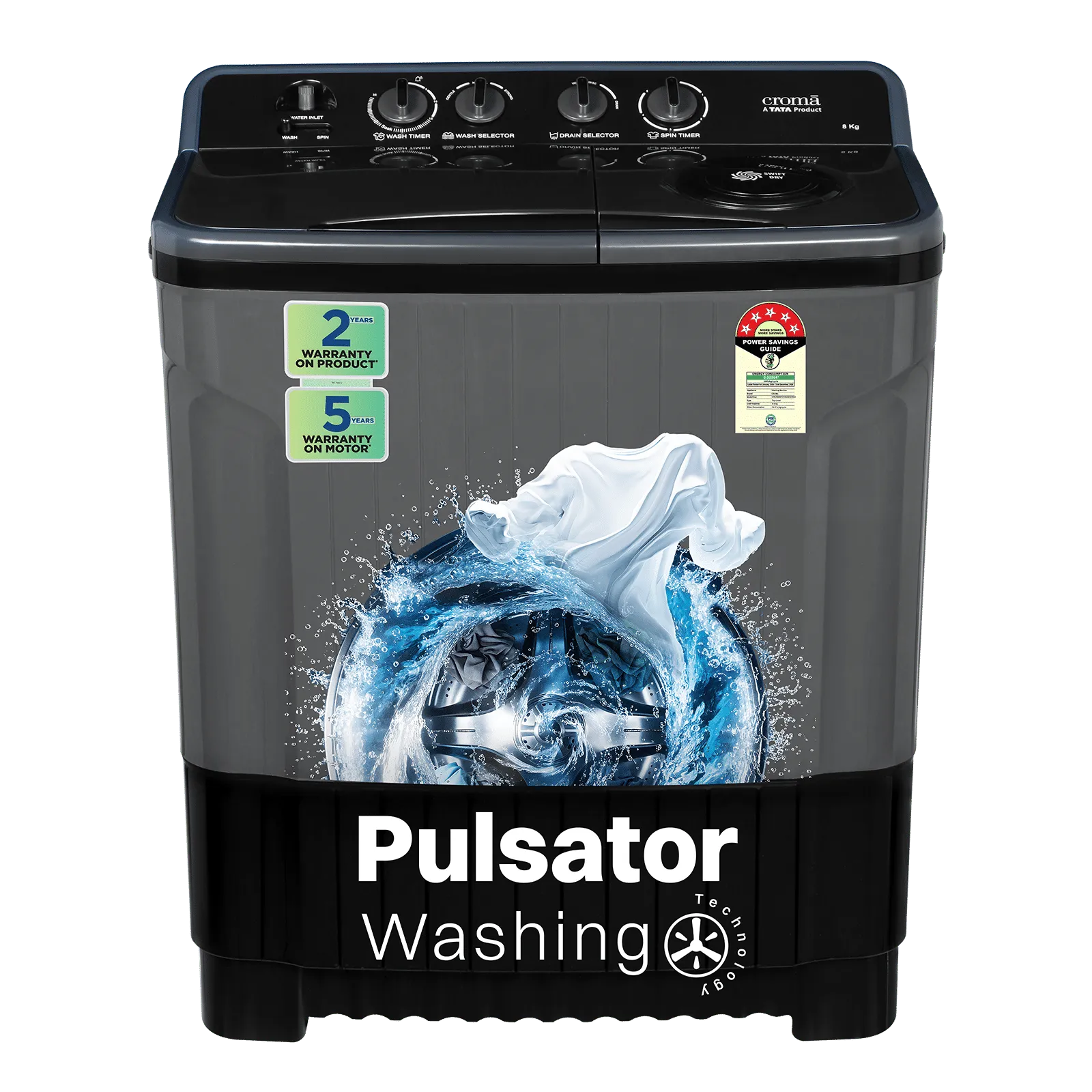 TATA Croma 8 KG Semi Automatic Washing Machine