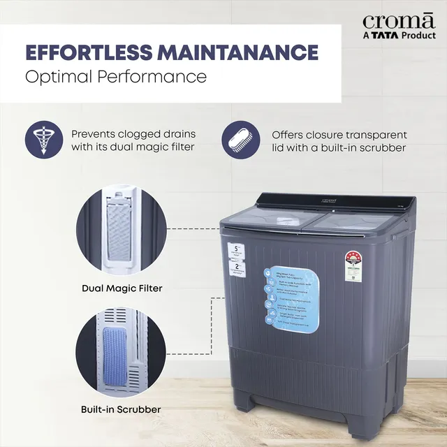 TATA Croma 10 KG Semi Automatic Washing Machine