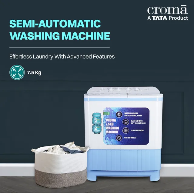TATA Croma 7.5 KG Semi Automatic Washing Machine